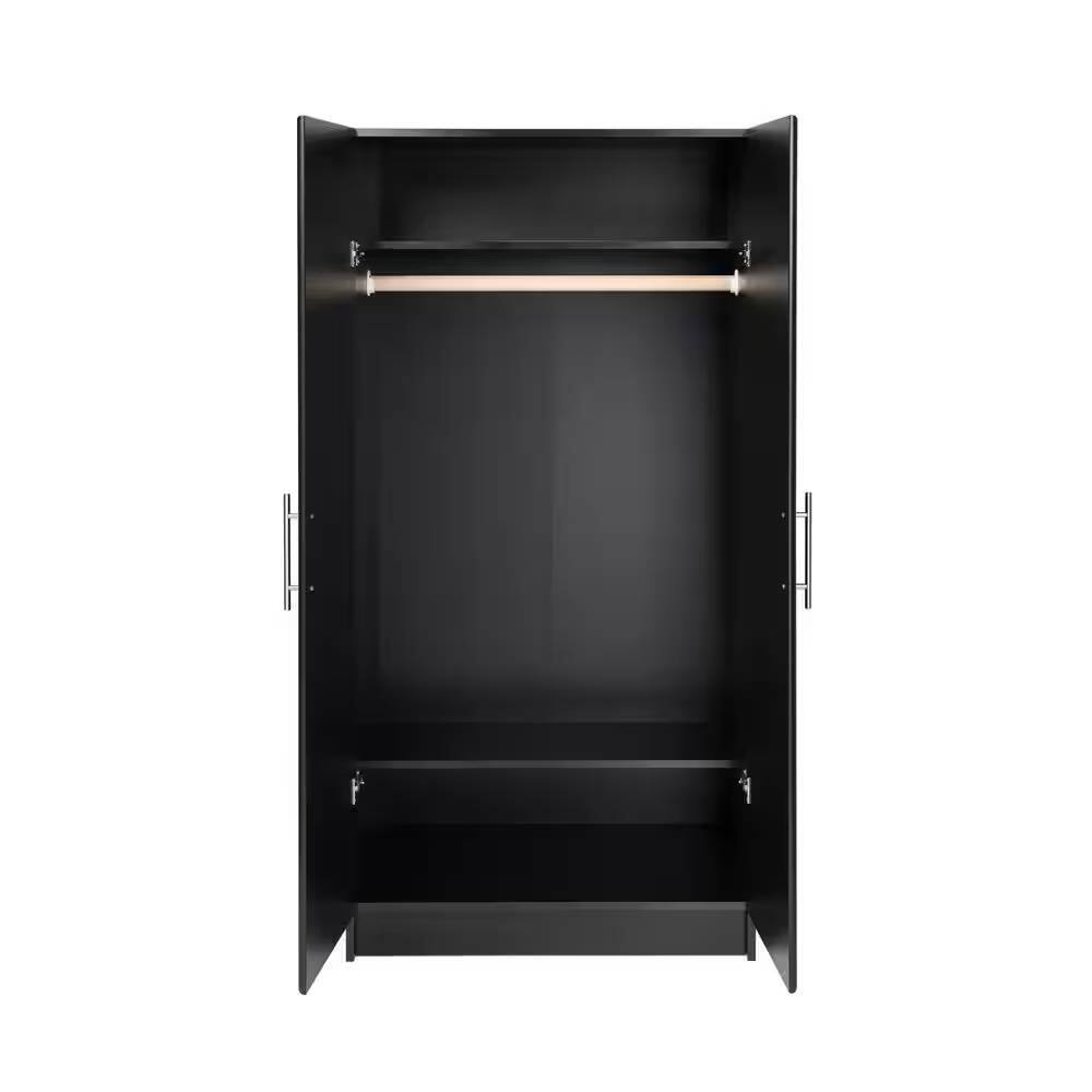 Left. Hivvago - Black Freestanding Bedroom Cabinet Armoire Wardrobe Closet with Hanging Rail - Black.