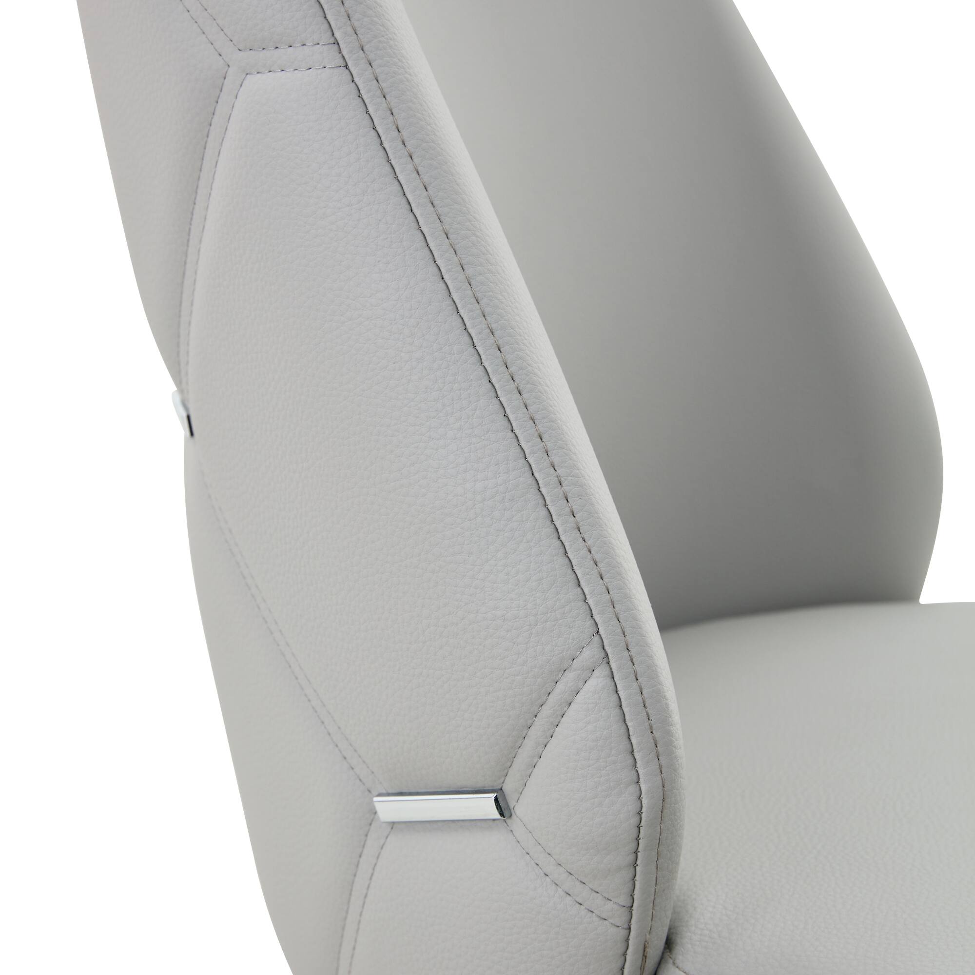 Alt View 6. GOODSILO - Set of 4 Modern Faux Leather Dining Chairs with Gold Mesh Texture and Chrome Accents - Light Gray.