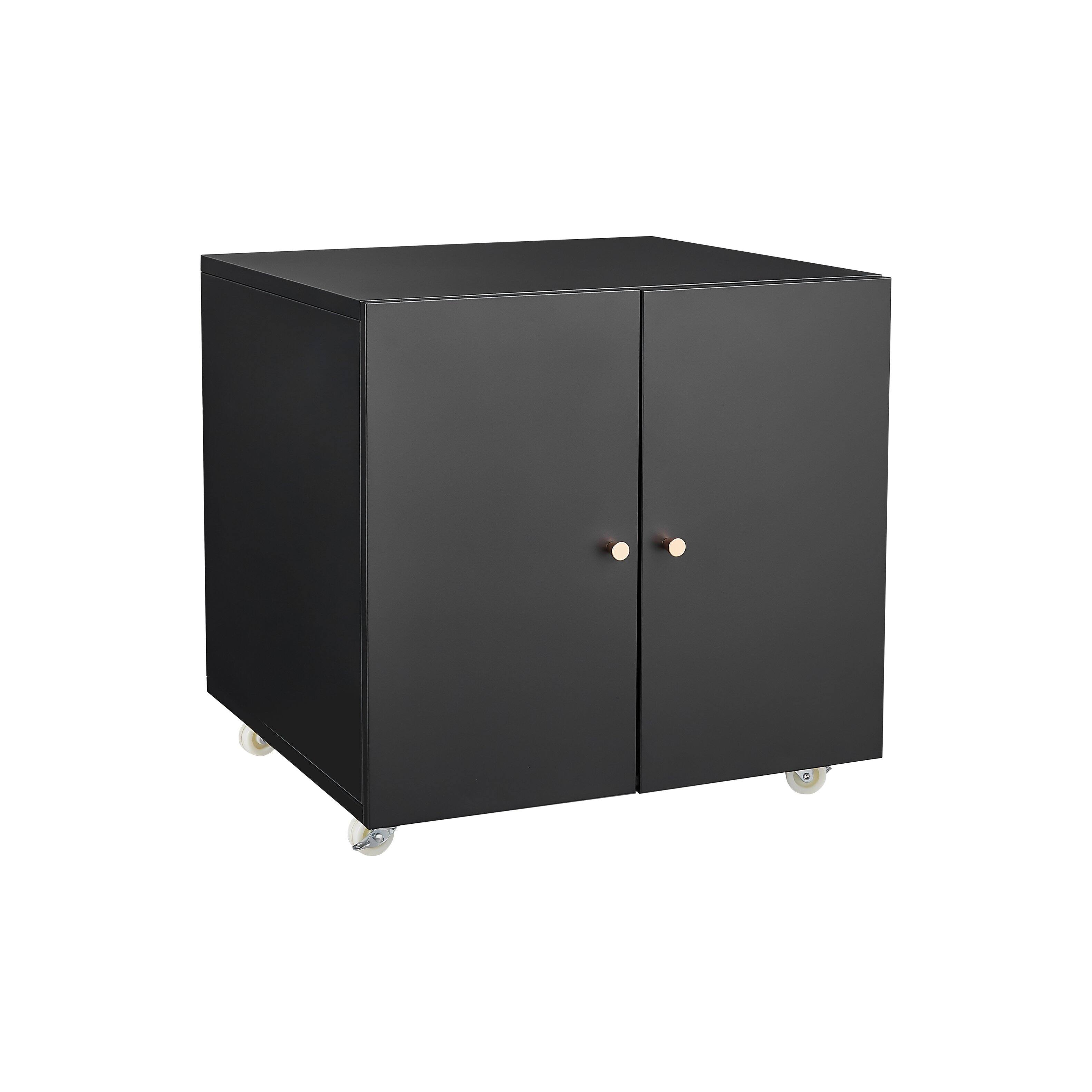 Front. Dexmalle - Dexmalle-Metal Double Door Printer Cabinet with Adjustable Shelves and 360°Wheels-Black.