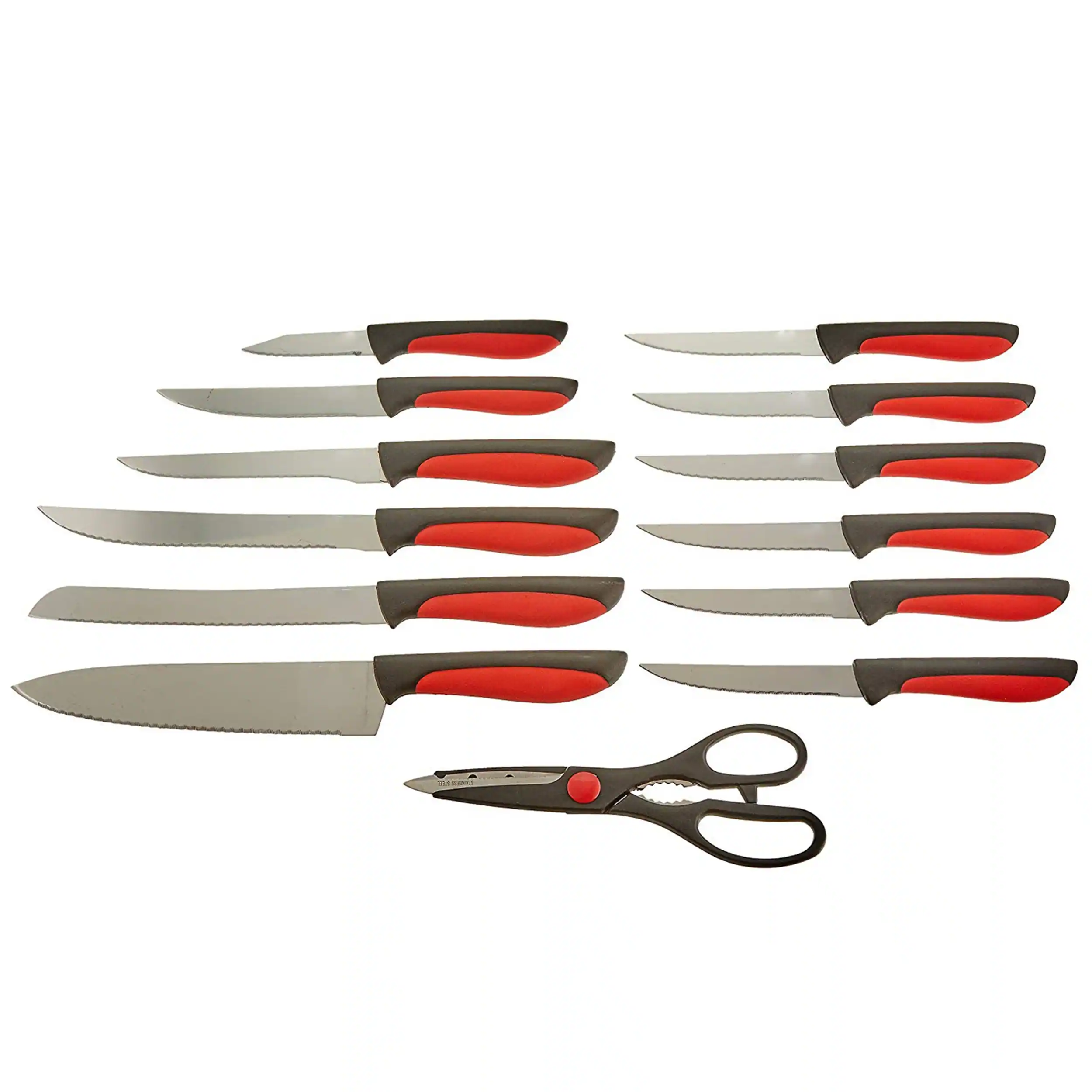 Alt View 2. MegaChef - MegaChef 14 Piece Cutlery Set in Red - Red.