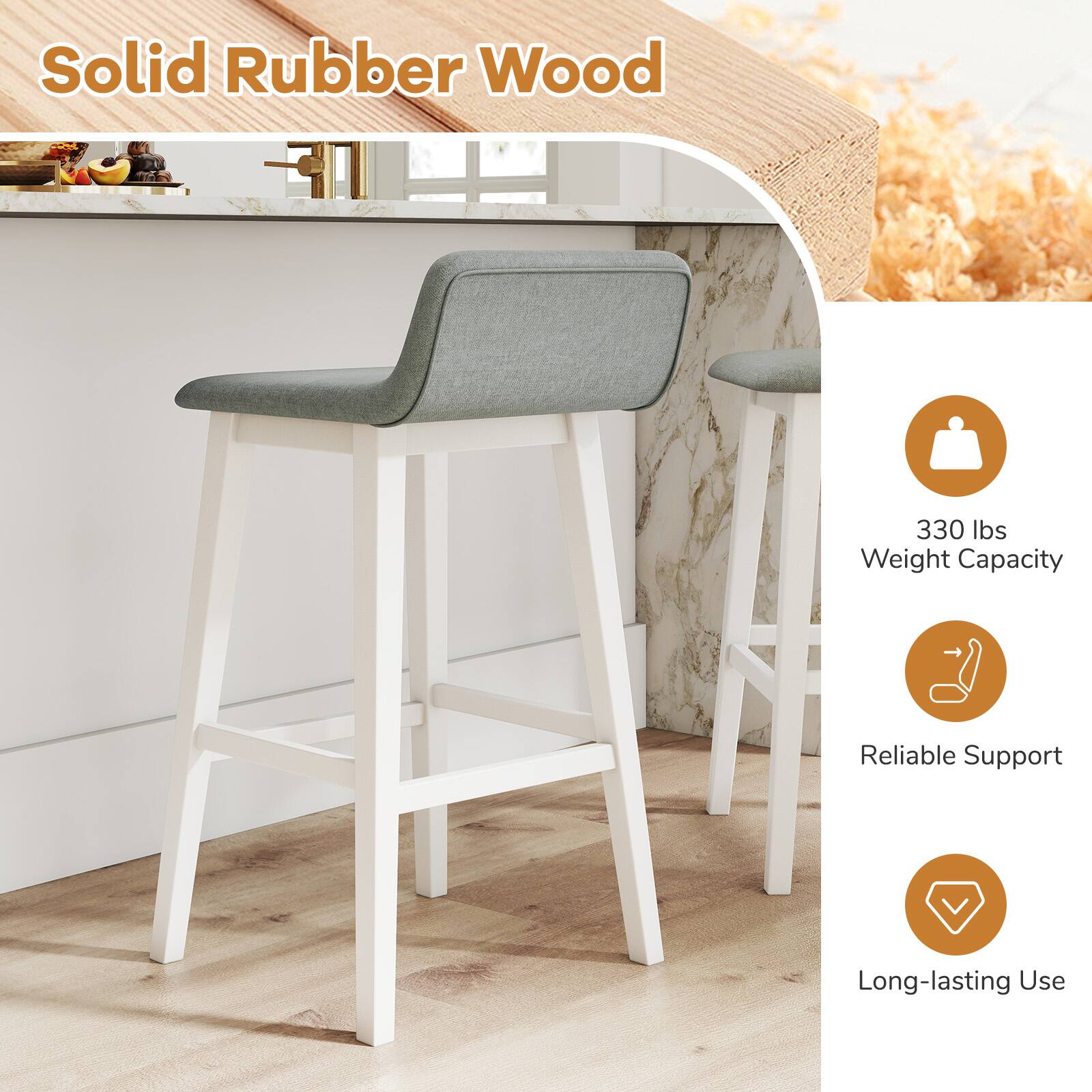 Solid Rubber Wood

- 330 lbs Weight Capacity
- Reliable Support
- Long-lasting Use