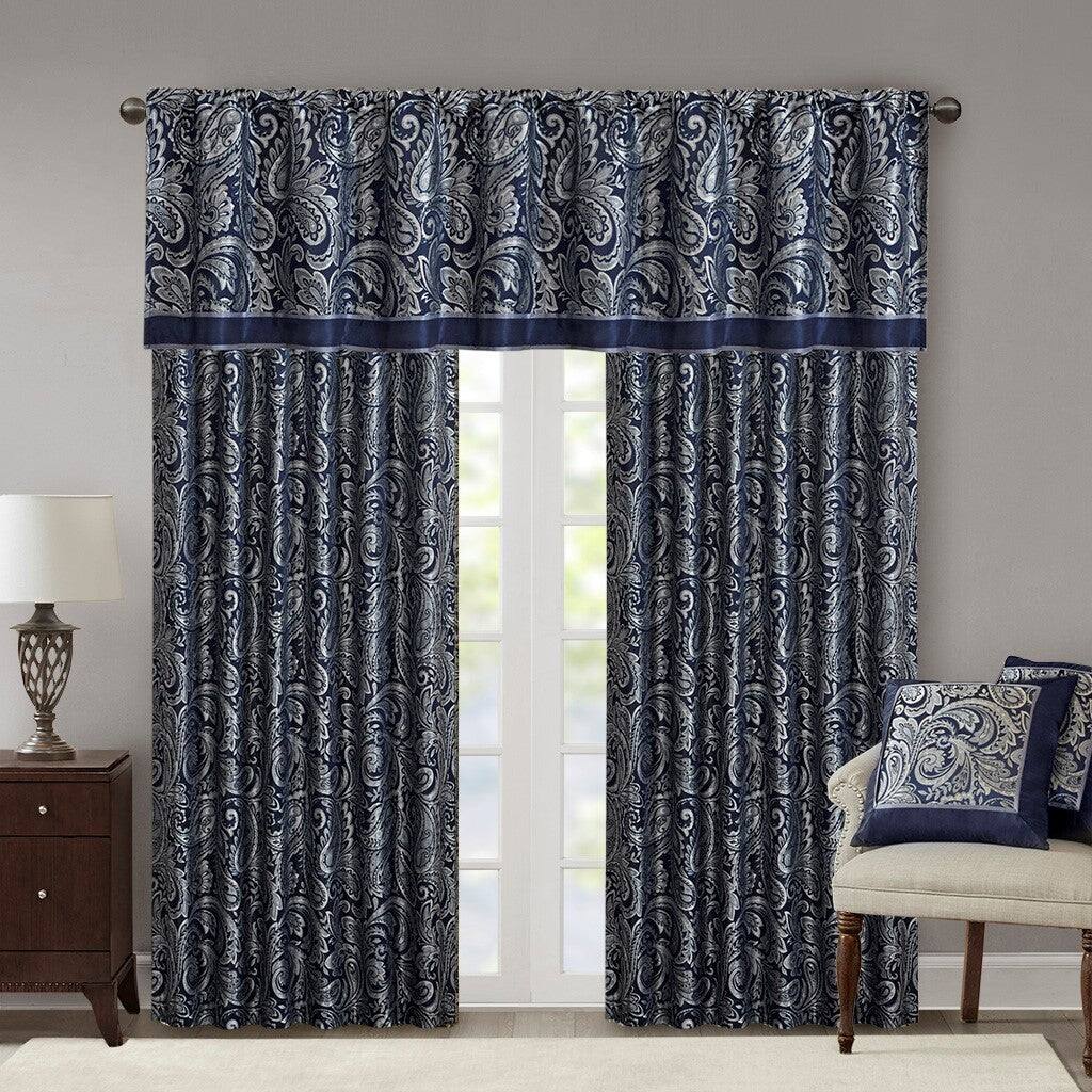 Alt View 10. BreeBe - Jacquard Curtain Panel Pair(2 Pcs Window Panels) - Navy.