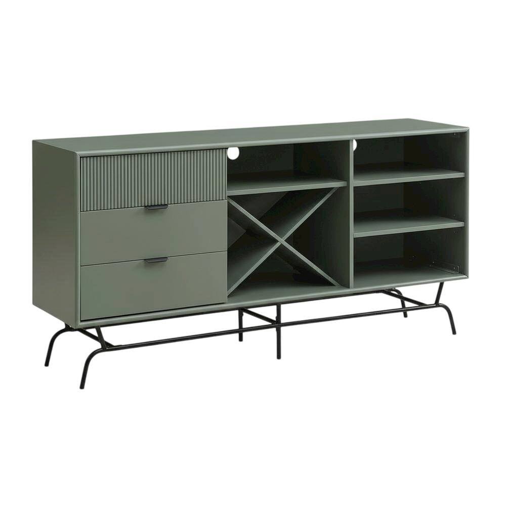 Alt View 3. Starlight Canyon Home - Finish TV Stand with 3-Drawers and 4 Shelves for Modern Living - Gray.