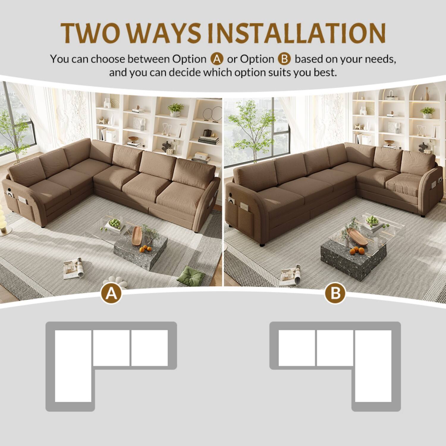 TWO WAYS INSTALLATION

You can choose between Option A or Option B based on your needs, and you can decide which option suits you best.