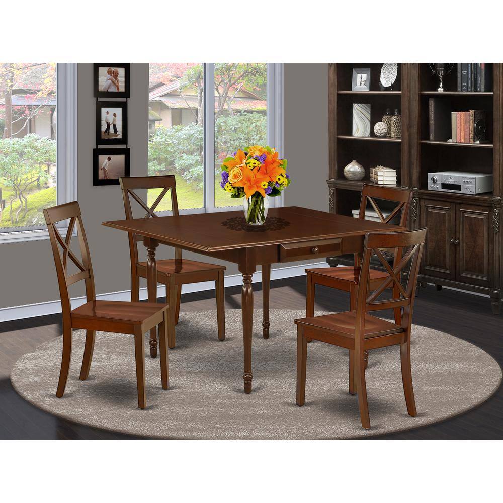 Angle. East West Furniture - Dining Room Set Mahogany - Brown.