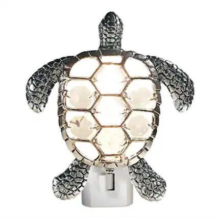Front. Ganz - Sea Turtle Zinc Swivel Plug In Night Light 4.25 inch - Silver.