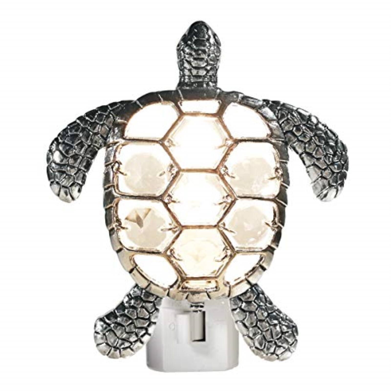 Front. Ganz - Sea Turtle Zinc Swivel Plug In Night Light 4.25 inch - Silver.