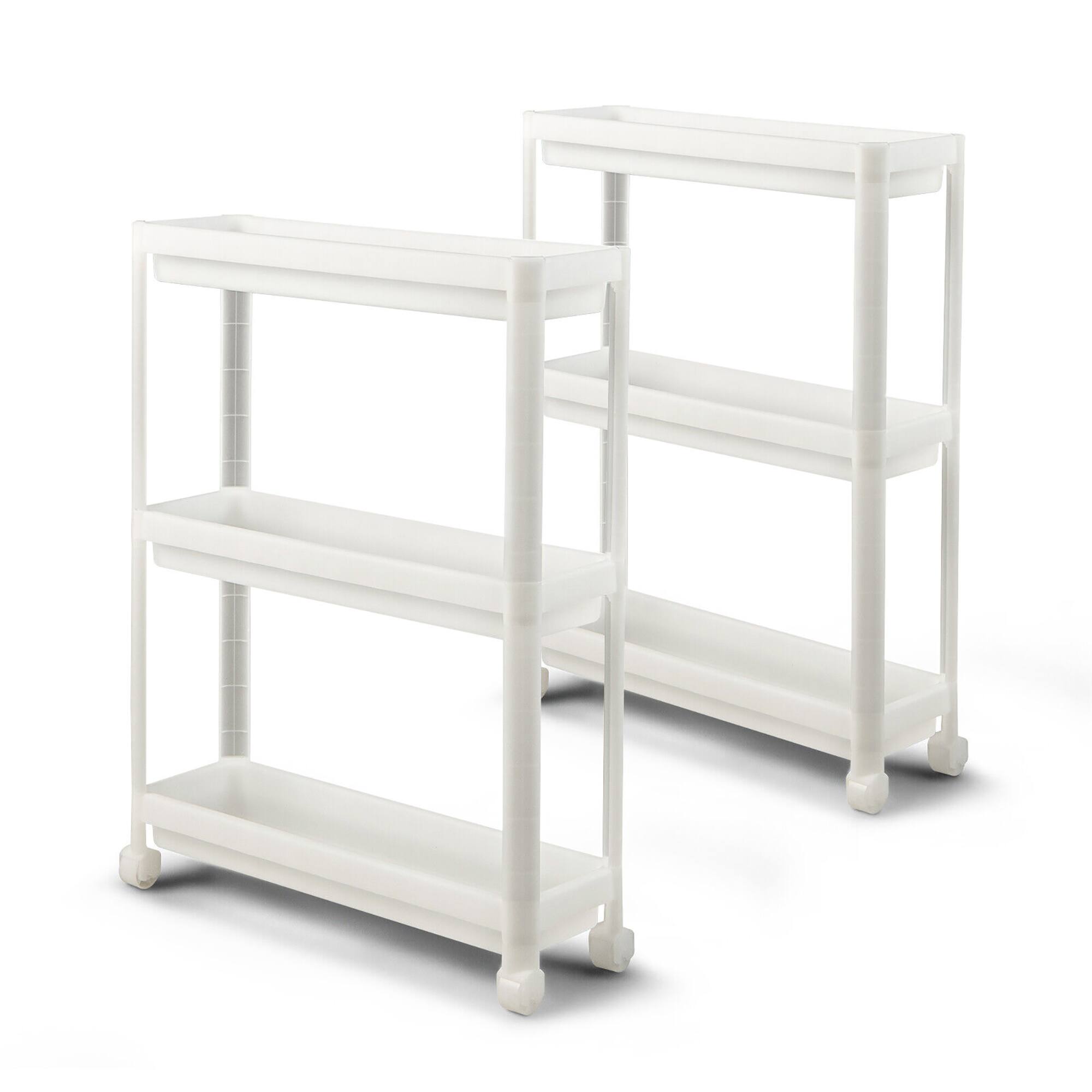 Alt View 9. Gymax - Gymax 2PCS 3 Tier Slim Storage Cart Detachable Kitchen Organizer Rolling Utility Cart - White.