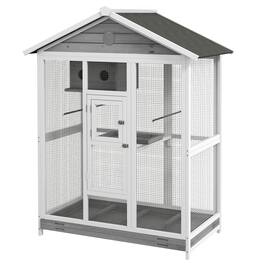 Pawhut - Wooden Bird Cage Aviary, Flight Cage with 4 Perches