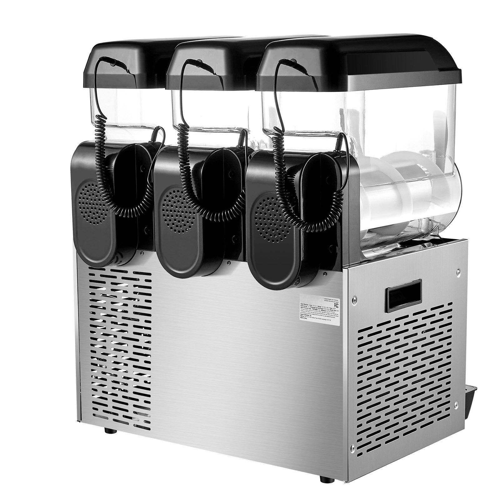 Alt View 10. Glintex - Commercial Slushie Machine 12Lx3 Triple Tank Frozen Drink Maker for Restaurant Café Bar Home Party - Silver.