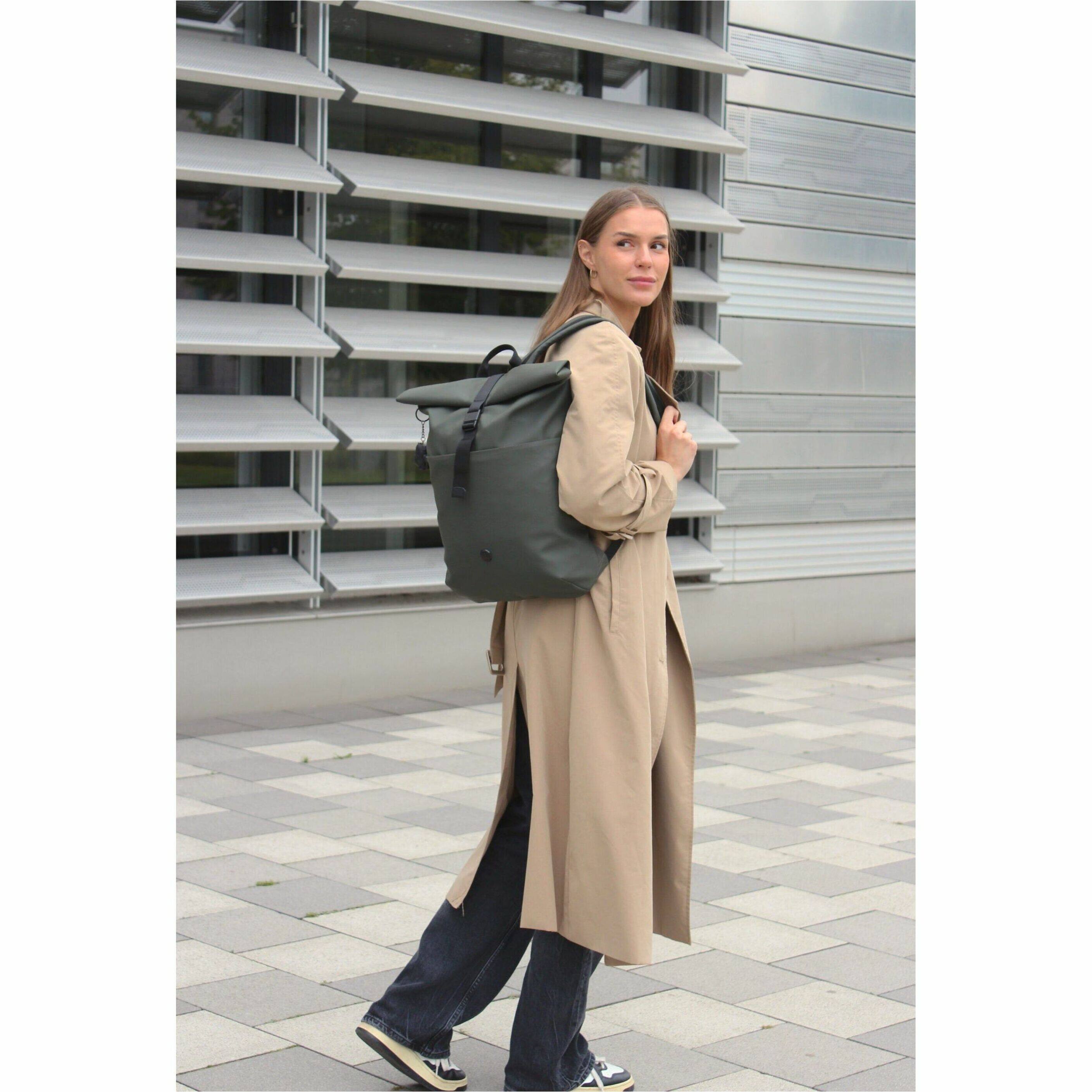 Alt View 40. Swissdigital Design - LAMONE Rolltop TSA-Friendly Water-Resistant Backpack With USB Charging Port RFID Protection and Fits Up to 16″ Laptop - Dark Green.