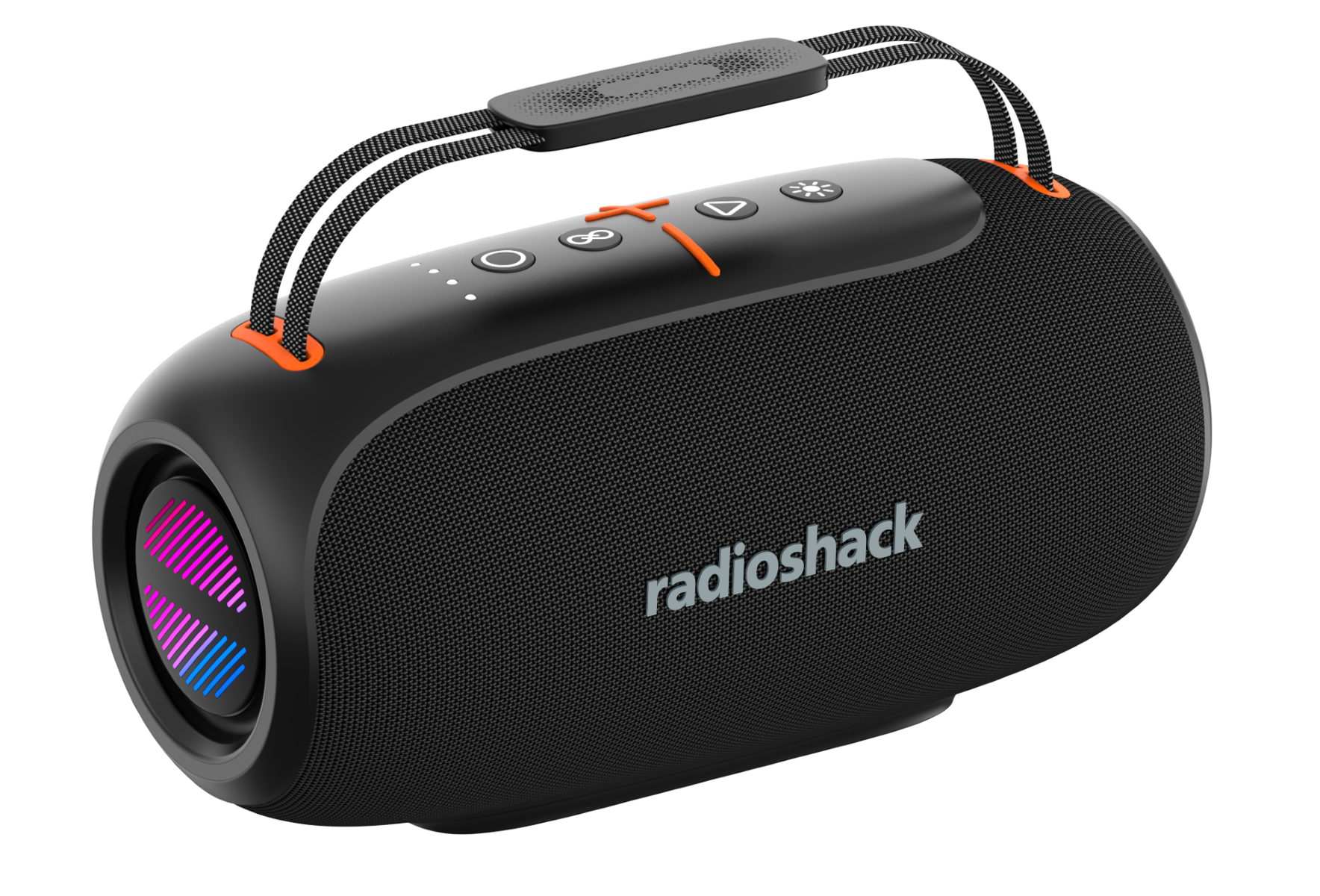 Front. RadioShack - RadioShack 80W IPX5 Bluetooth Speaker Black & Orange - Black.