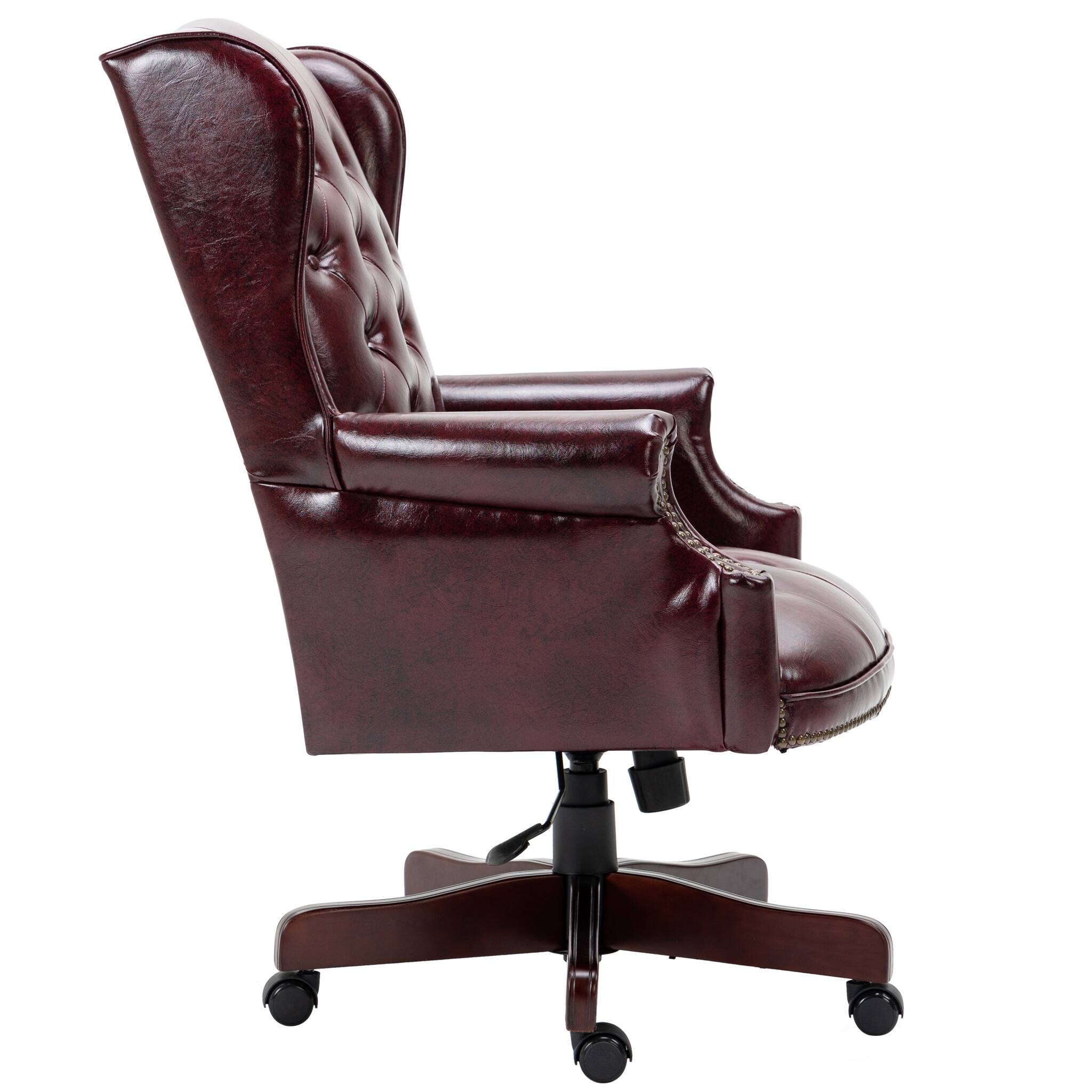 Alt View 6. Forest'nSky - Burgundy Executive Office Chair with Smooth Glide Caster Wheels - Burgundy.