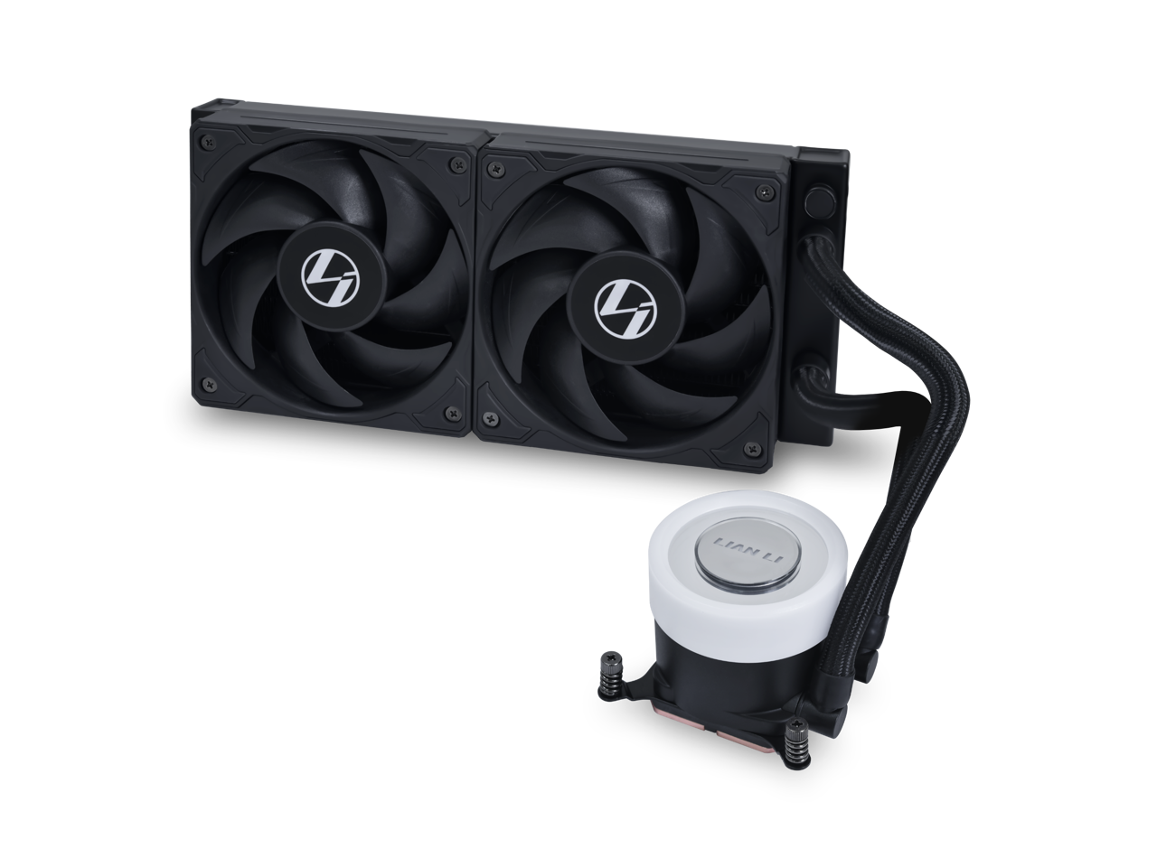 Alt View 6. Lian Li - Lian Li Galahad II Lite 240mm Liquid Cooler with PBT Fans, ARGB Pump, Switchable Lid & Side Light Strips (GA2L24PB) - ARGB.