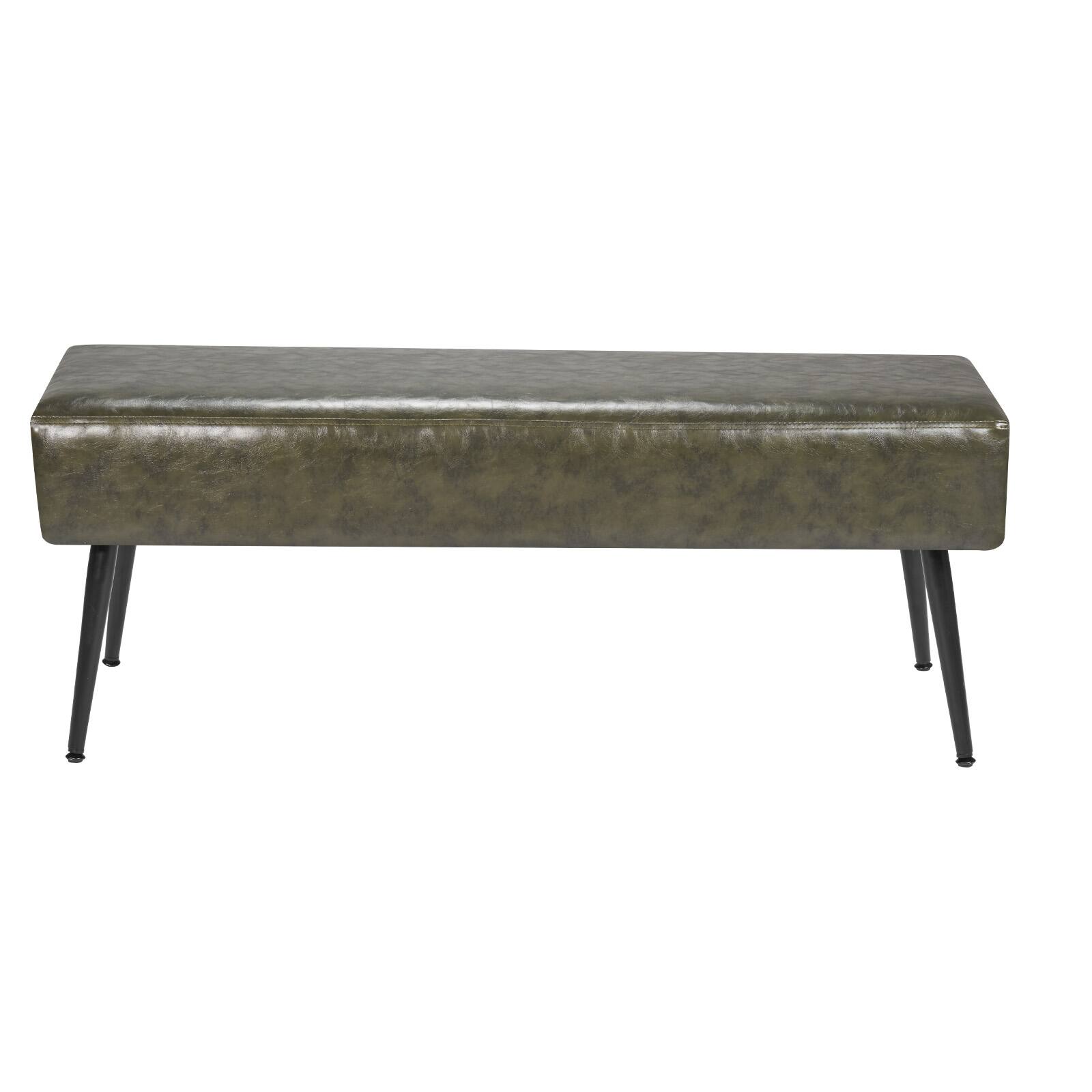 Alt View 5. VEVOR - Leather Bedroom Bench, PU Leather Bench with Metal Legs and with Stitching for Entryway, Upholstered Shoe Bench Seat - Green.