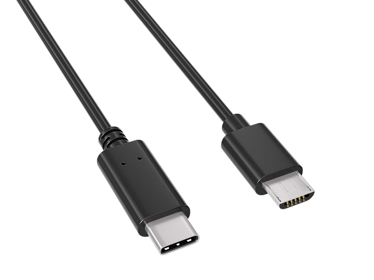 Cable Leader - USB 2.0 USB-C to Micro-USB Cable, 480Mbps Charge and Sync for Phone, Controller, E-Reader - Black
