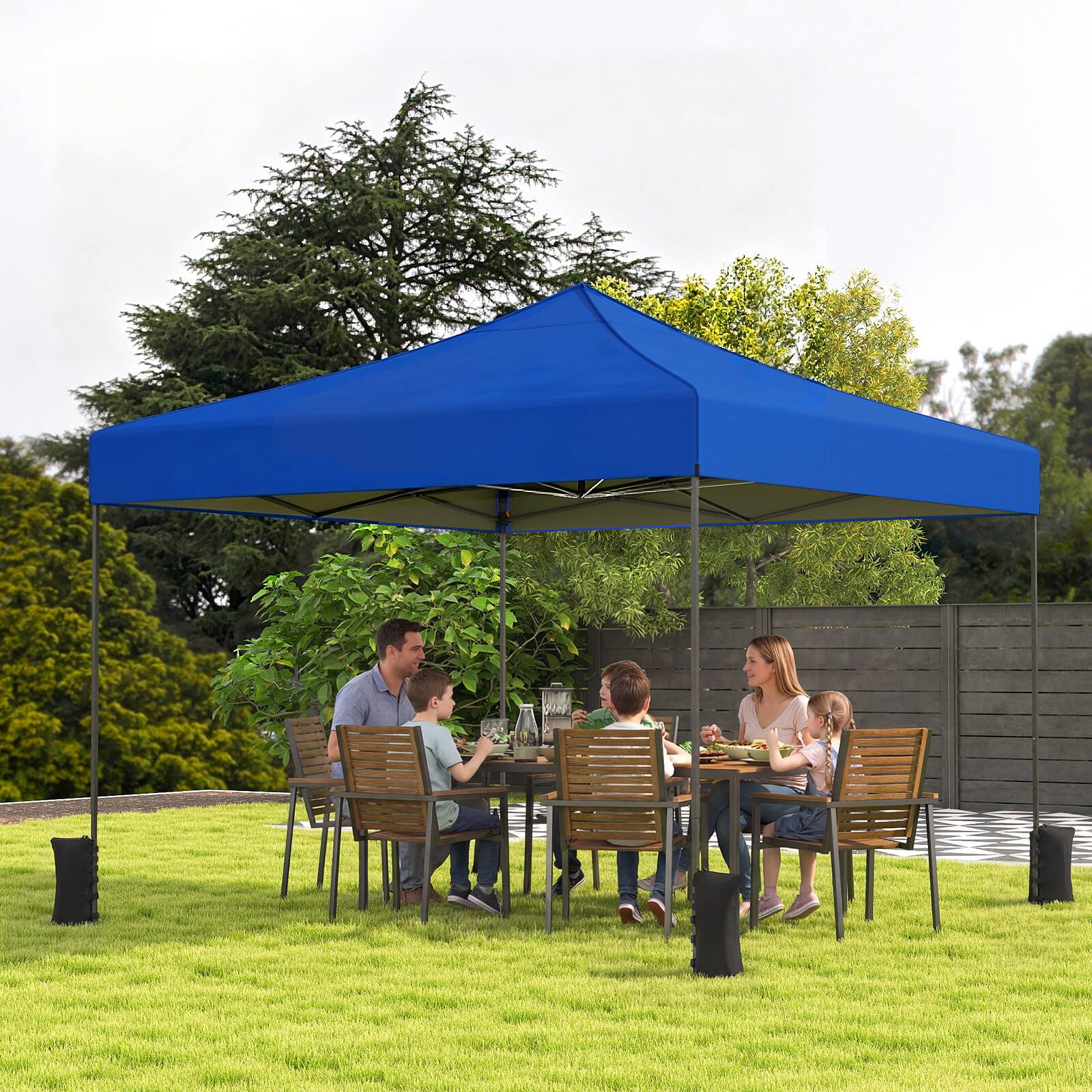 Alt View 1. Costway - Costway Pop up Canopy Tent, Heavy-duty Easy Setup Gazebo Shelter with Wheeled Bags - Blue.