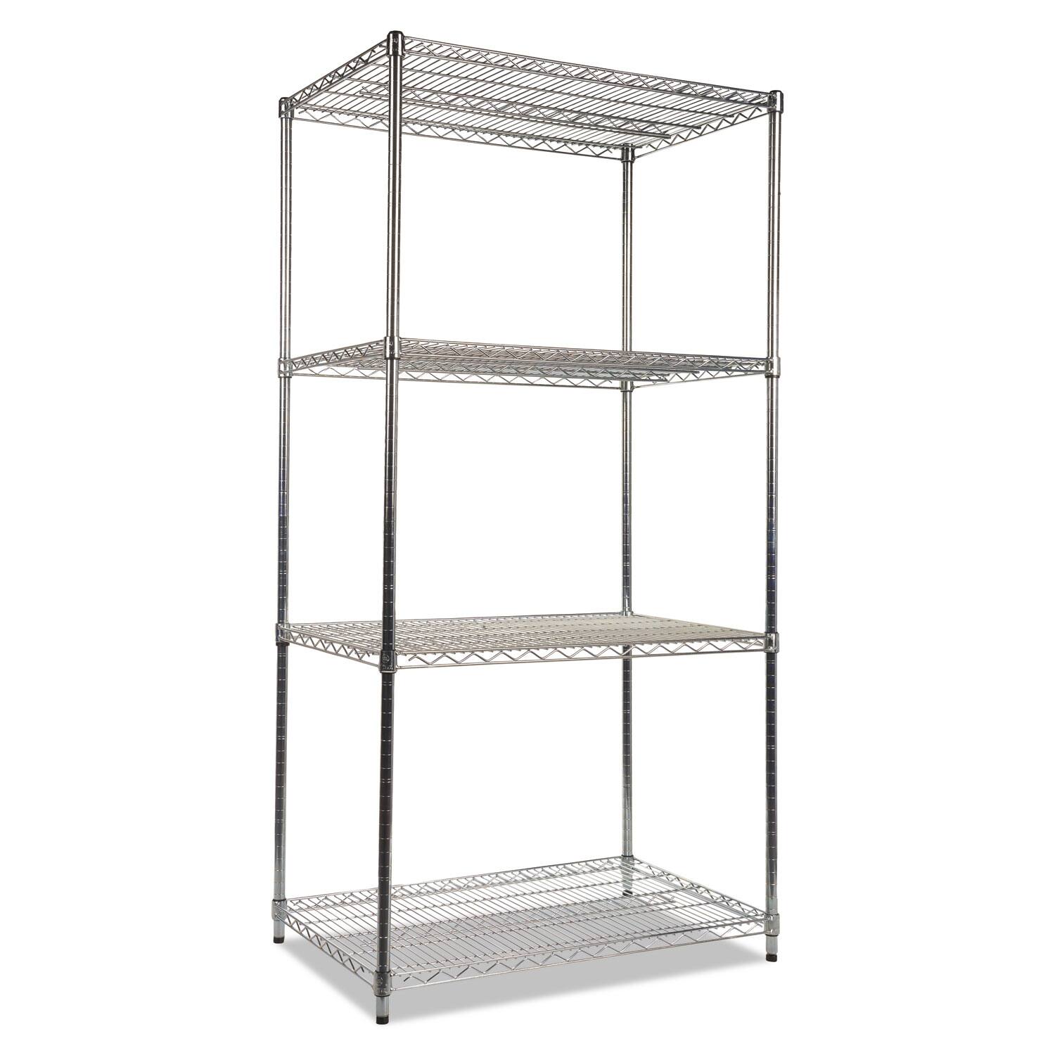 Front. Alera - NSF Certified Industrial Four-Shelf Wire Shelving Kit, 36w x 24d x 72h, Silver - Silver.