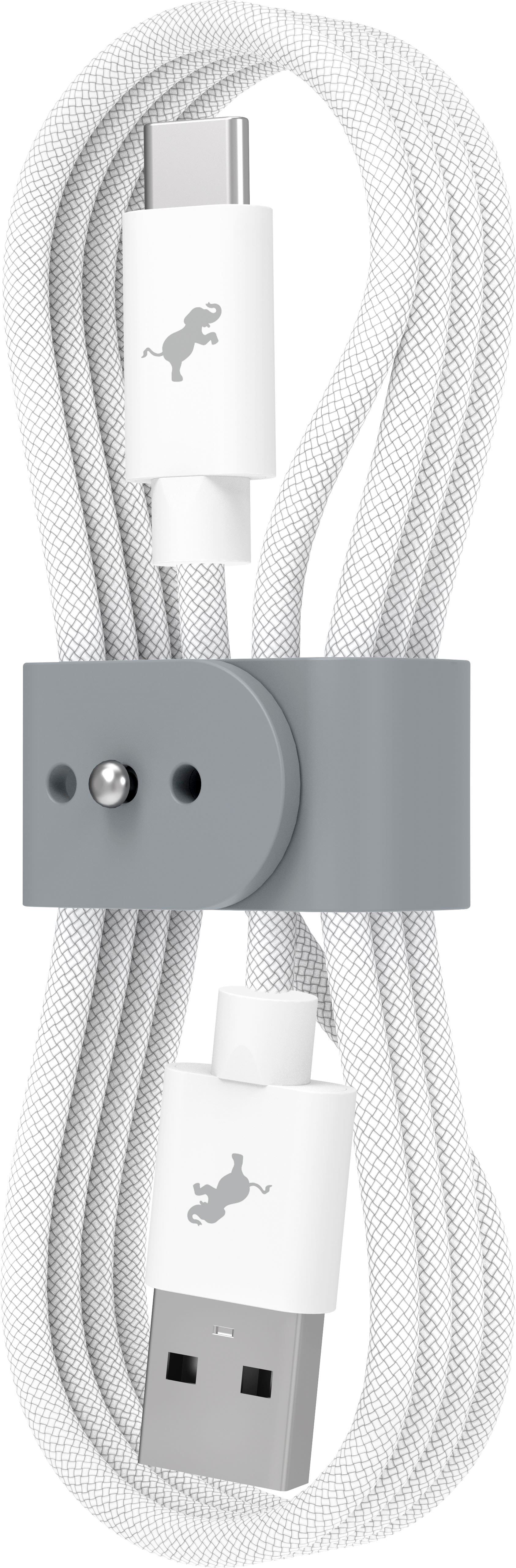 Nimble - Powerknit USB-A to USB-C Cable 1M/3.3FT Fast Charging for iPhone 16/15, Samsung S24–S10, Note 20/10, Pixel, Moto & More - White - Front_Zoom