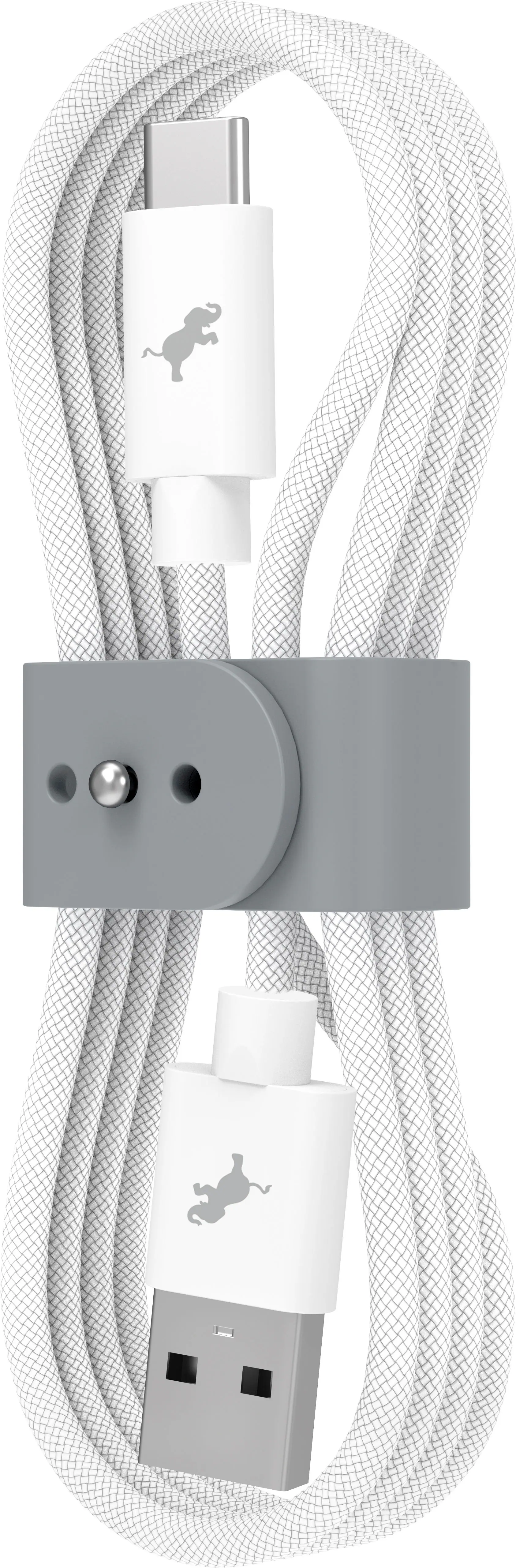 Front. Nimble - Powerknit USB-A to USB-C Cable 1M/3.3FT Fast Charging for iPhone 16/15, Samsung S24–S10, Note 20/10, Pixel, Moto & More - White.