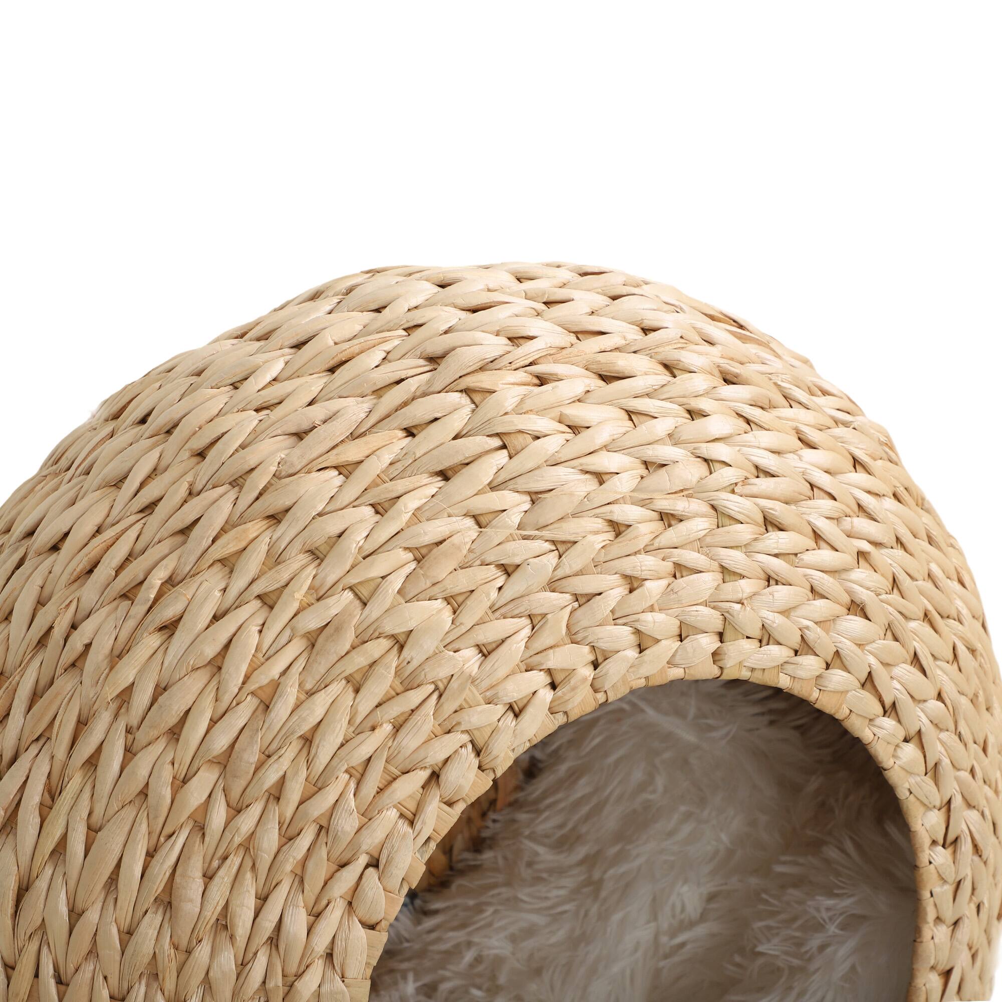 Alt View 5. Pawhut - Cat Wall Furniture, Wall Mounted Cat Condo with Washable Cushion, Wall Shelf for Indoor Cats Kittens - Natural Wood.