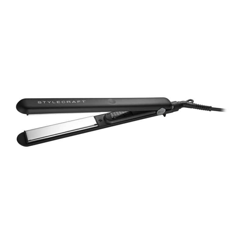 Front. StyleCraft - Stay-Temp 1" Titanium Ultra-Thin Plate Professional Hair Straightener - Black.