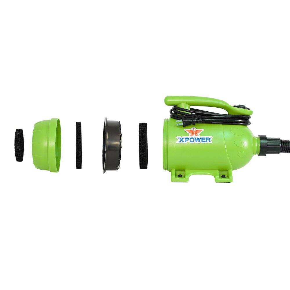 Angle. XPOWER - B-2 Pro at Home Pet Grooming Dog Force Hair Dryer and Vacuum - Green.