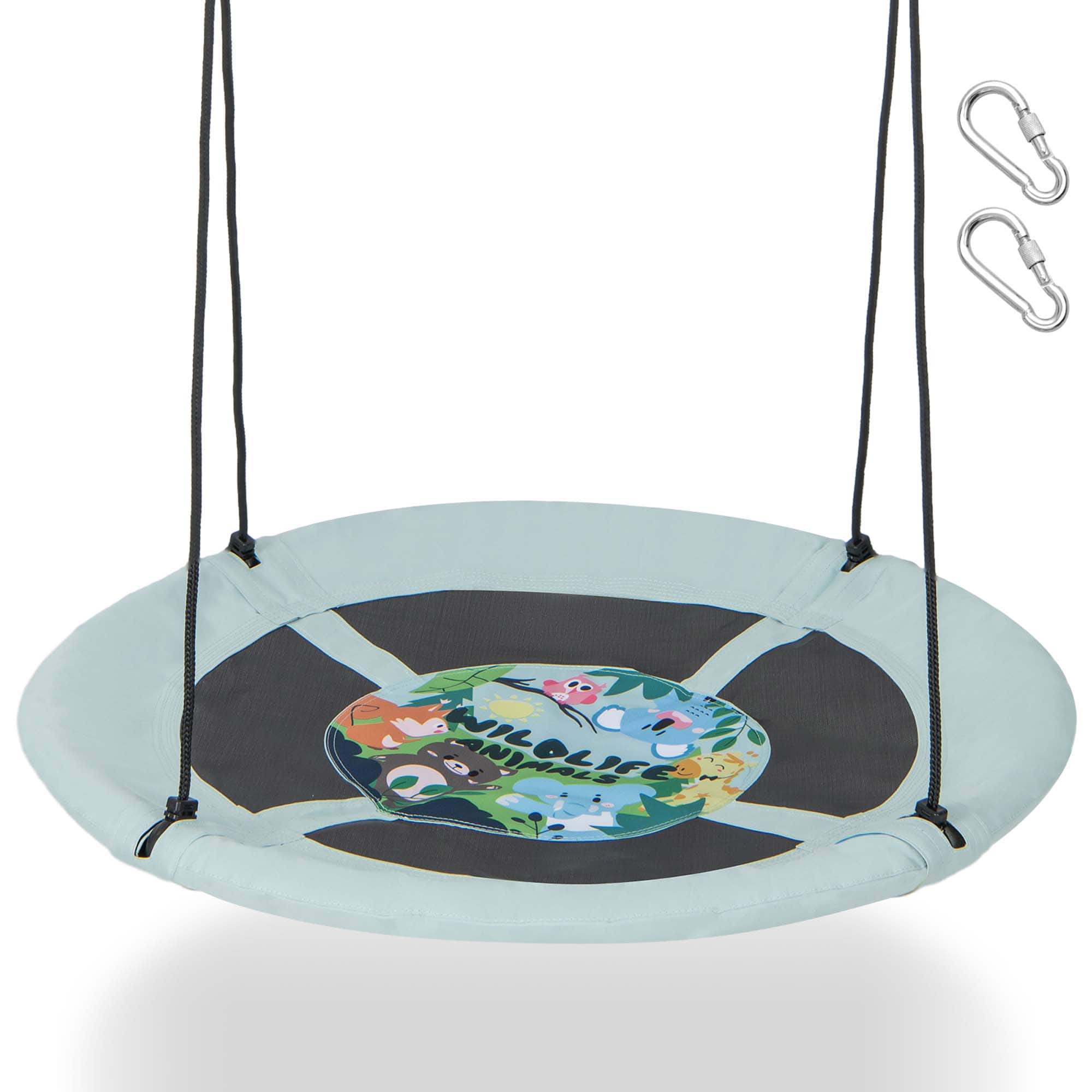 Costway - 40" Flying Saucer Tree Swing Indoor Outdoor Play Set Swing for Kids - Green Animals