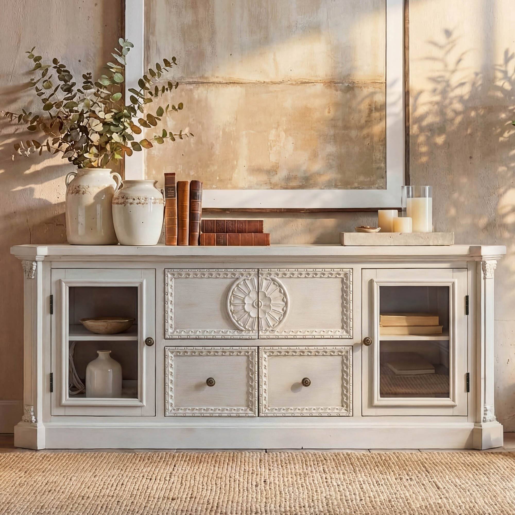 Angle. Homsee - Solid Wood TV Stand for 70 Inch TV, Fully Assembled Classic Media Console with Storage Cabinets - White.