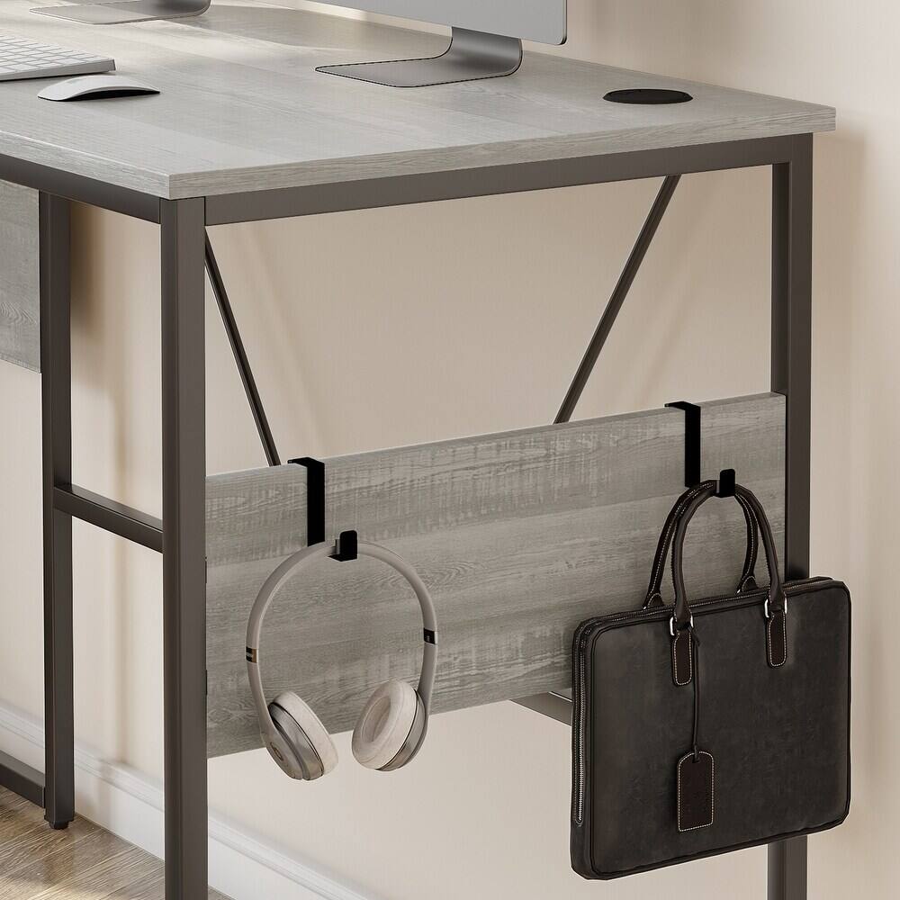 Alt View 11. Bestier - L-Shaped Computer Desk with Storage Cabinet - 60" Wide - White.