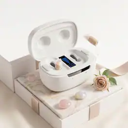 Ceretone - Core One Pro CIC OTC Hearing Aids – Discreet In-Ear Fit, Adaptive Noise Management, Auto On/Off, LED Indicators - Beige