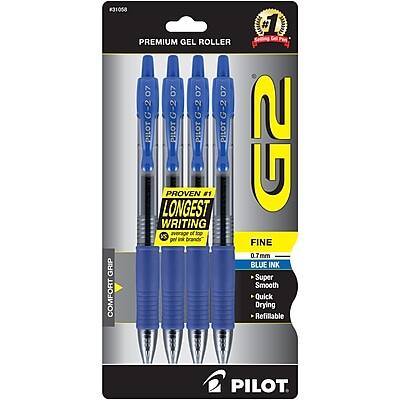 #31058  
PREMIUM GEL ROLLER  
G-2 G-2 G-2 G-2  
PILOT PILOT PILOT PILOT  
PROVEN #1 LONGEST WRITING  
FINE 0.7mm  
BLUE INK  
Super Smooth  
Quick Drying  
Refillable  
G2  
PILOT