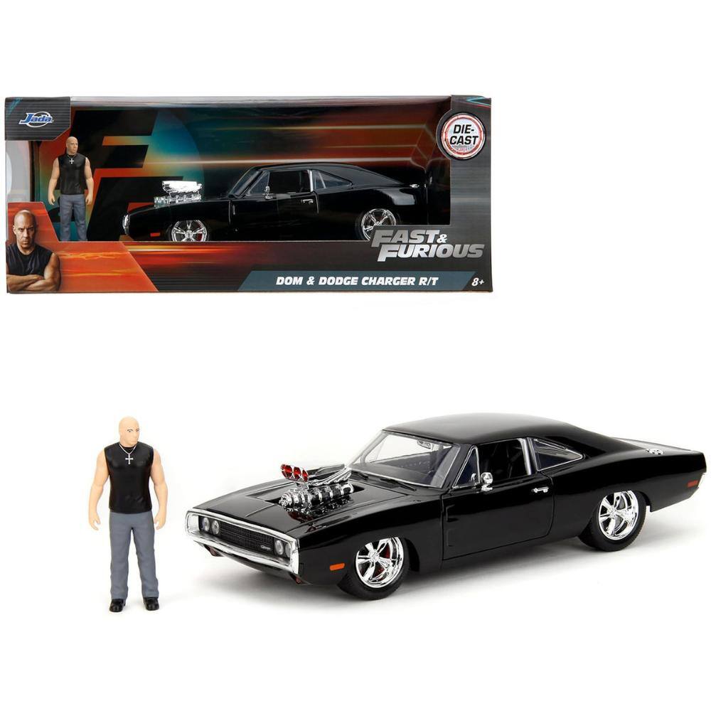 Jada - Dodge Charger R/T with Dom Diecast Figure "Fast & Furious" (2009) Movie "Hollywood Rides" Series 1/24 - Black