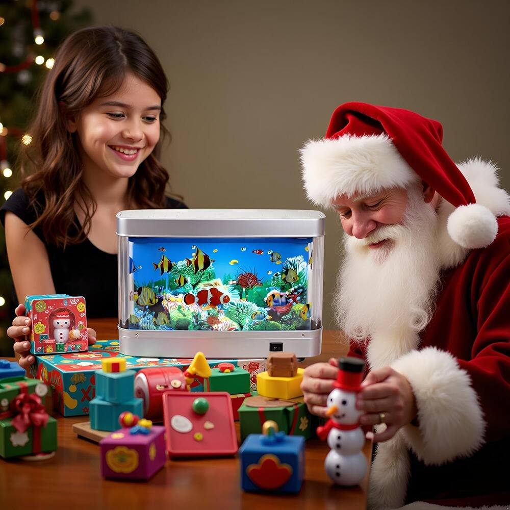 Alt View 1. Schertz - LED Artificial Aquarium Lamp with Moving Marine Life, Relaxing Night Light.