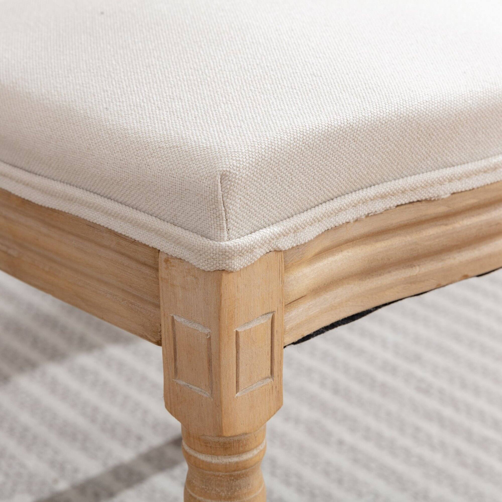 Alt View 6. GOODSILO - French Style Solid Wood Frame Dining Chairs with Linen Fabric Upholstery, Set of 2 - Beige.