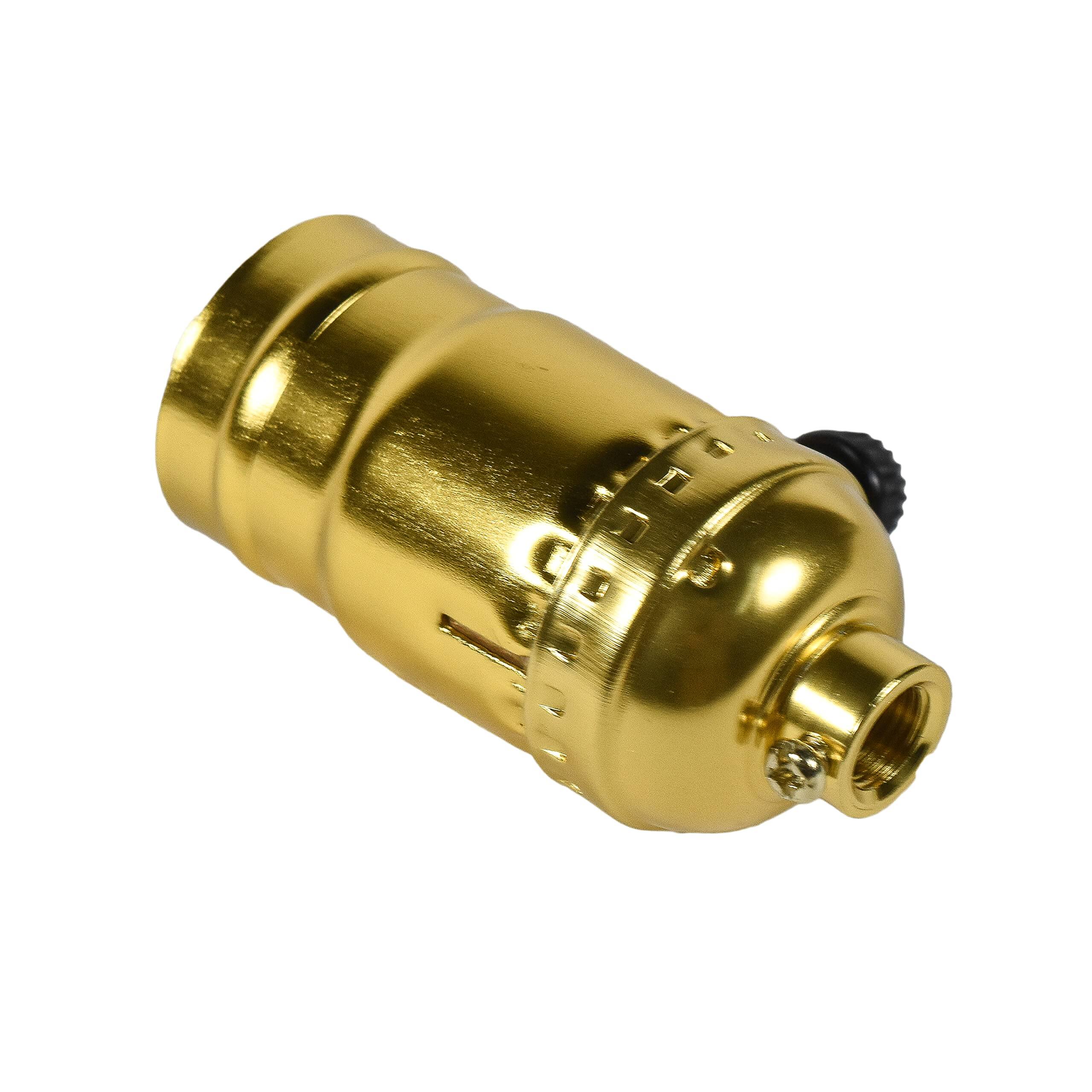 Alt View 2. HQRP - 2-Pack 3-Way Lamp Socket Replacement E26/E27 Medium Base Turn-Knob Switch 250 W 250 V UL Listed - Gold.