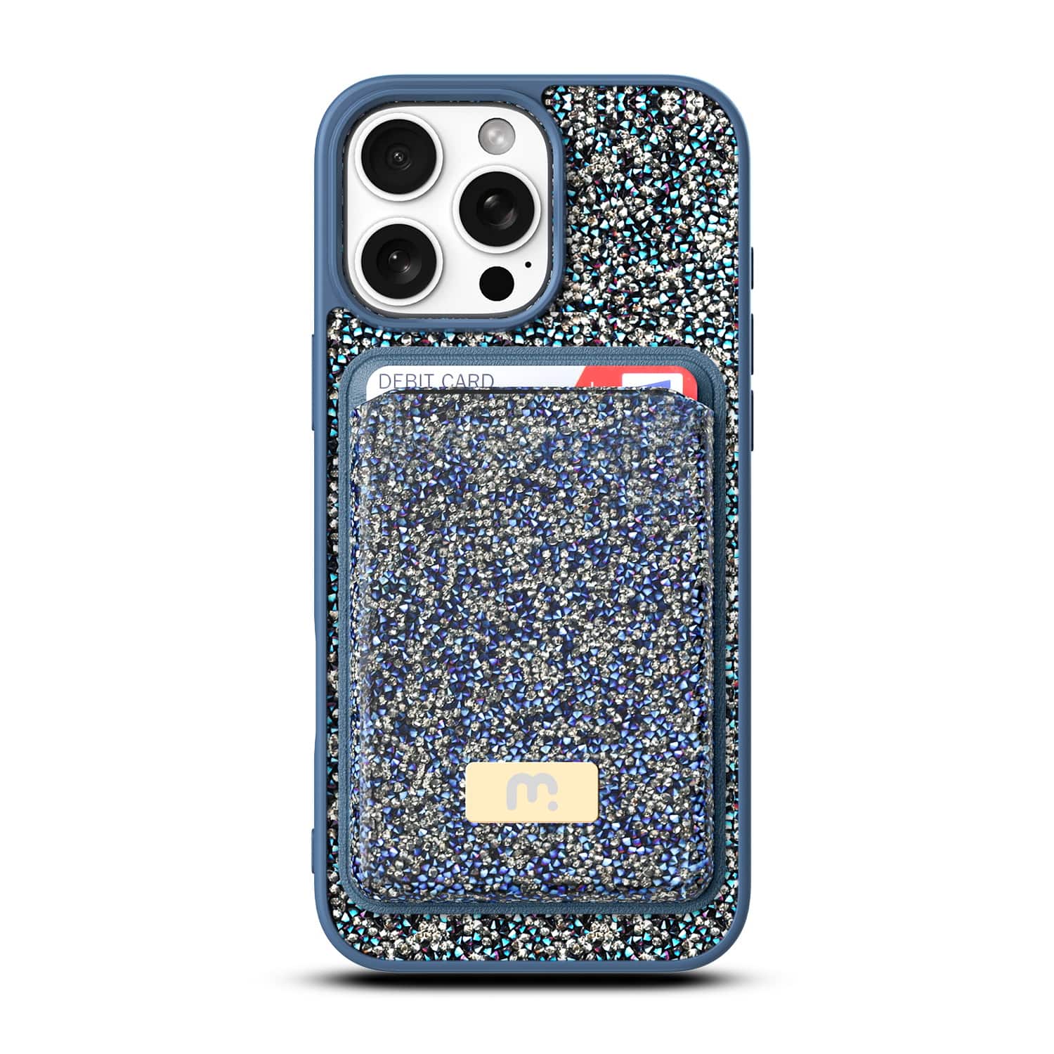 Mybat Pro - Bijou Series MagSafe Bundle with Diamond Case + MagStash Wallet for Apple iPhone 16 Pro Max - Sapphire - Blue