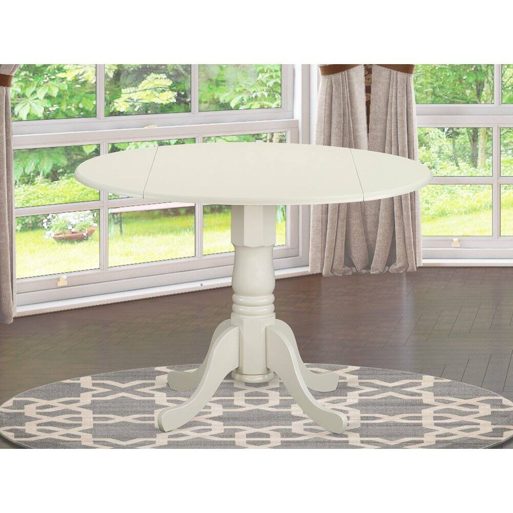 Back. East West Furniture - East West Furniture DLT-WHI-TP Dublin Modern Kitchen Table, a Round Dining Table with Dropleaf & Pedestal Base - Linen White.