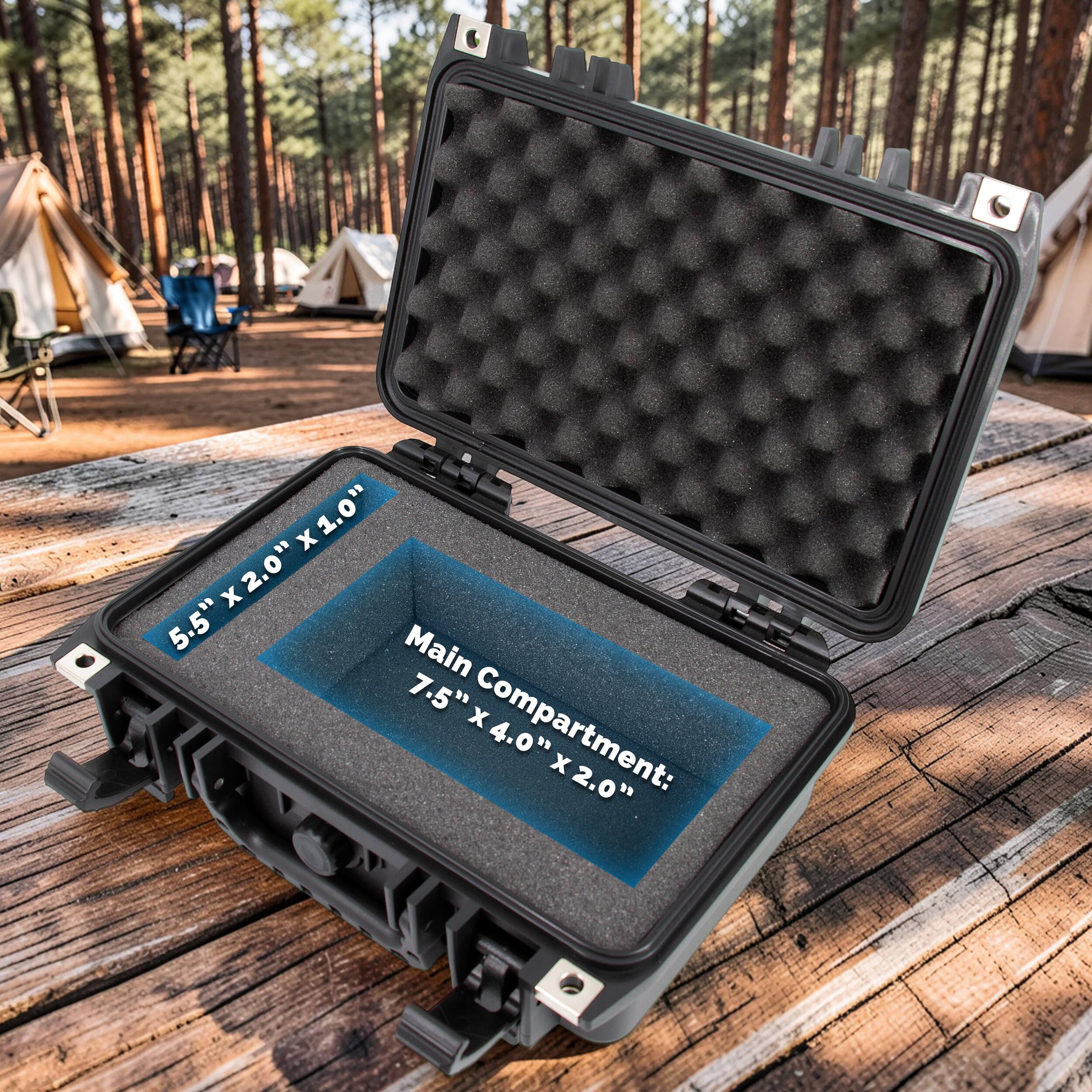 5.5" x 2.0" x 1.0"  
Main Compartment: 7.5" x 4.0" x 2.0"