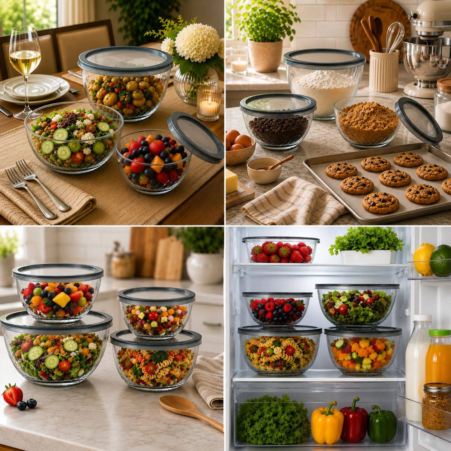 Alt View 1. Sorbus - Sorbus 4-Piece Glass Bowl Set with Airtight Lids, Mixing & Storage Bowls, Microwave, Dishwasher & Freezer Safe.