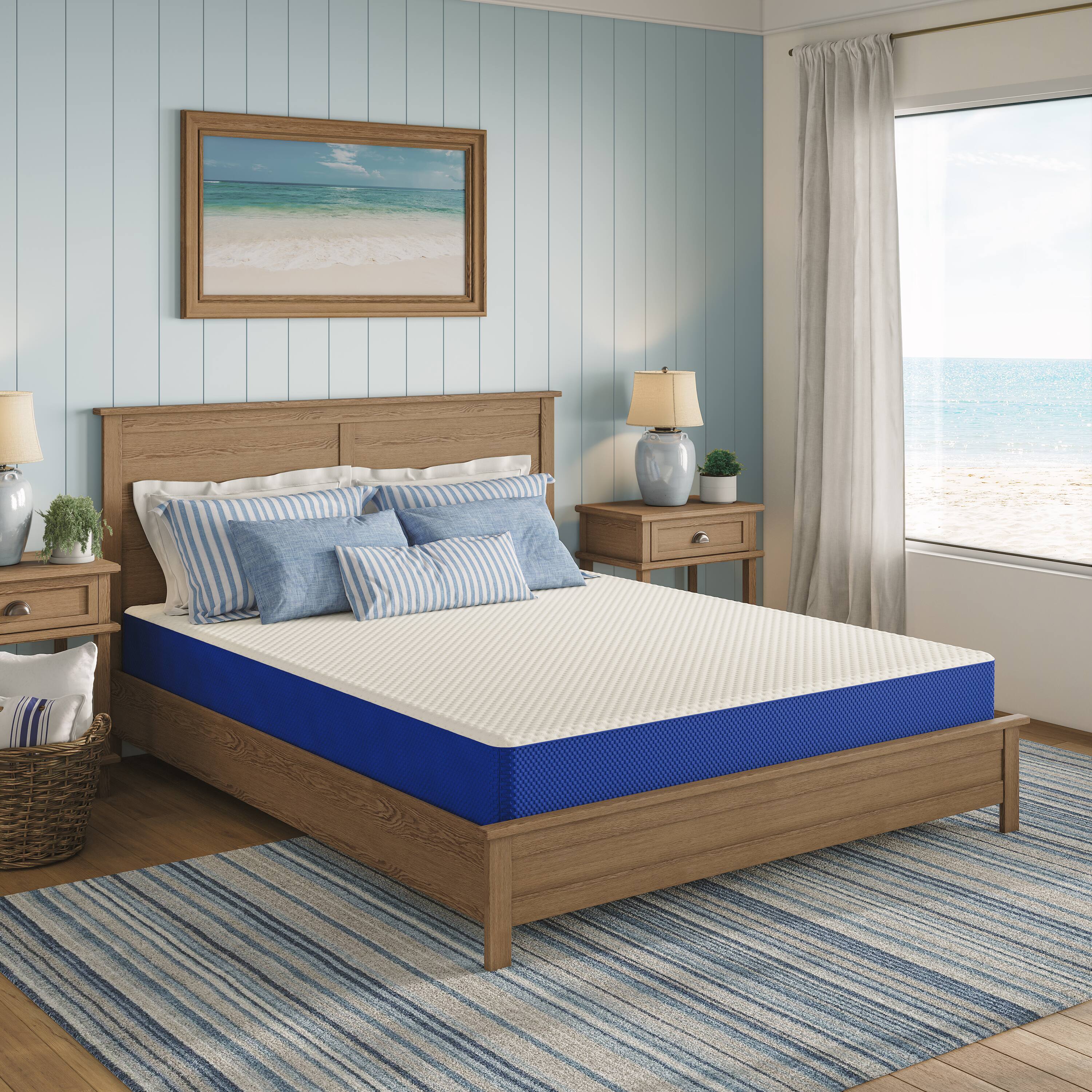 Alt View 4. Nautica - Refresh 8" Hybrid Mattress - WHITE/BLUE.