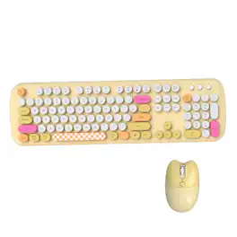 SaharaCase - Wireless Keyboard & Mouse Combo with Silent Click | Colorful 104 Keys Full Keyboard | USB & Type-C Adapter - Yellow
