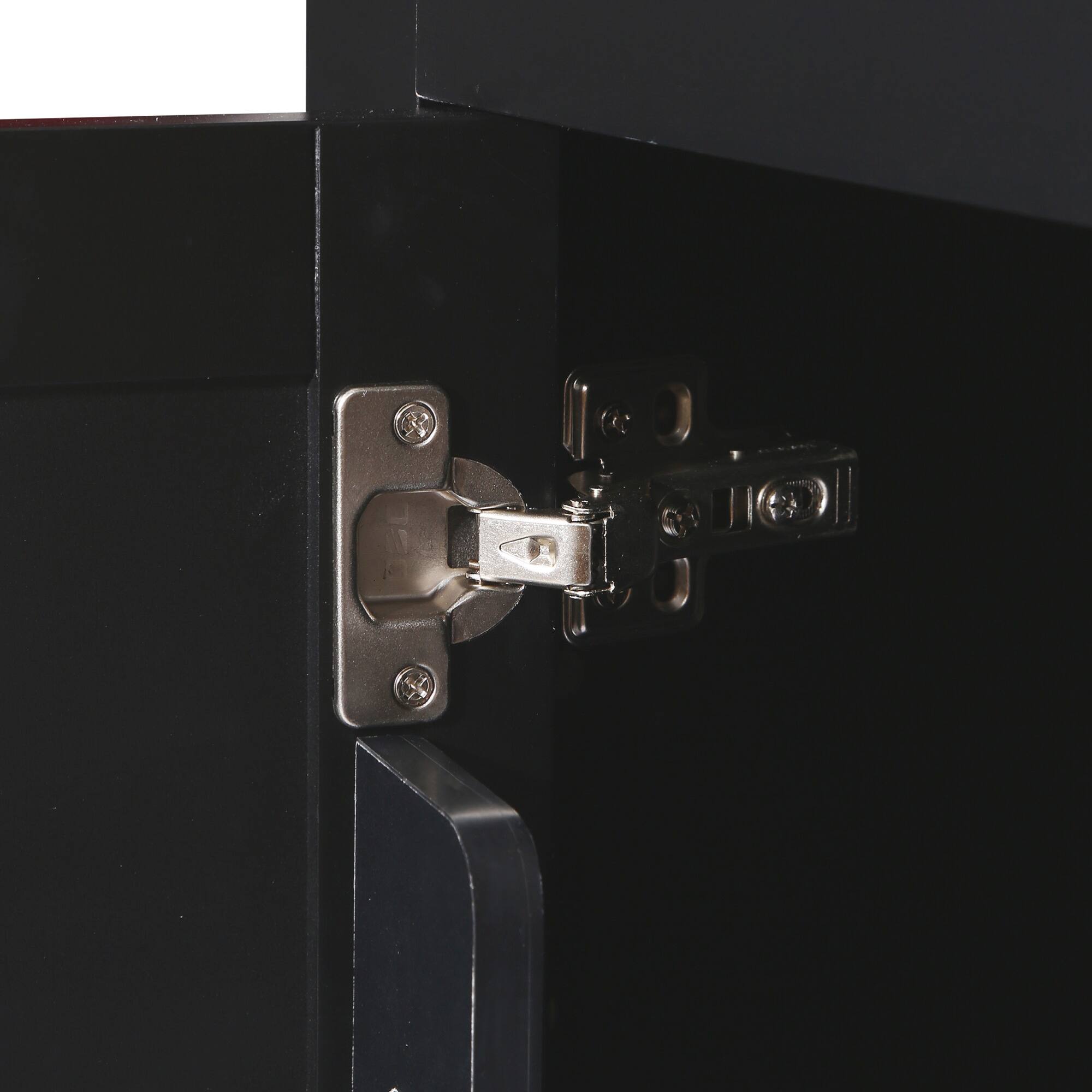 Angle. ELEMENT ACE - Versatile Kitchen Utility Cart with Drop-Leaf Countertop, Storage Cabinet, and Drawers for Enhanced Organization - Black.