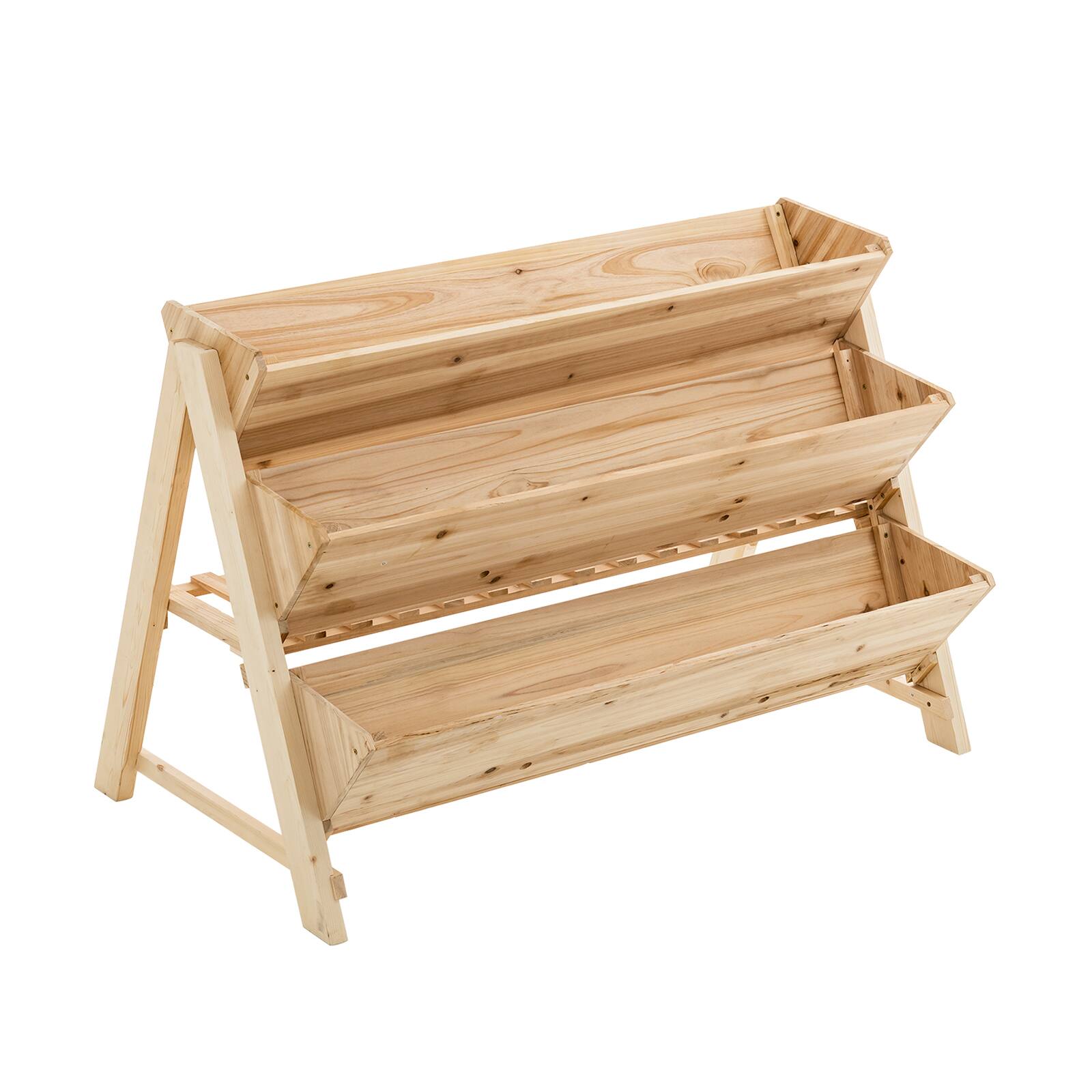 Ecooso - 3-Tier Wooden Vertical Raised Garden Bed with Shelf
