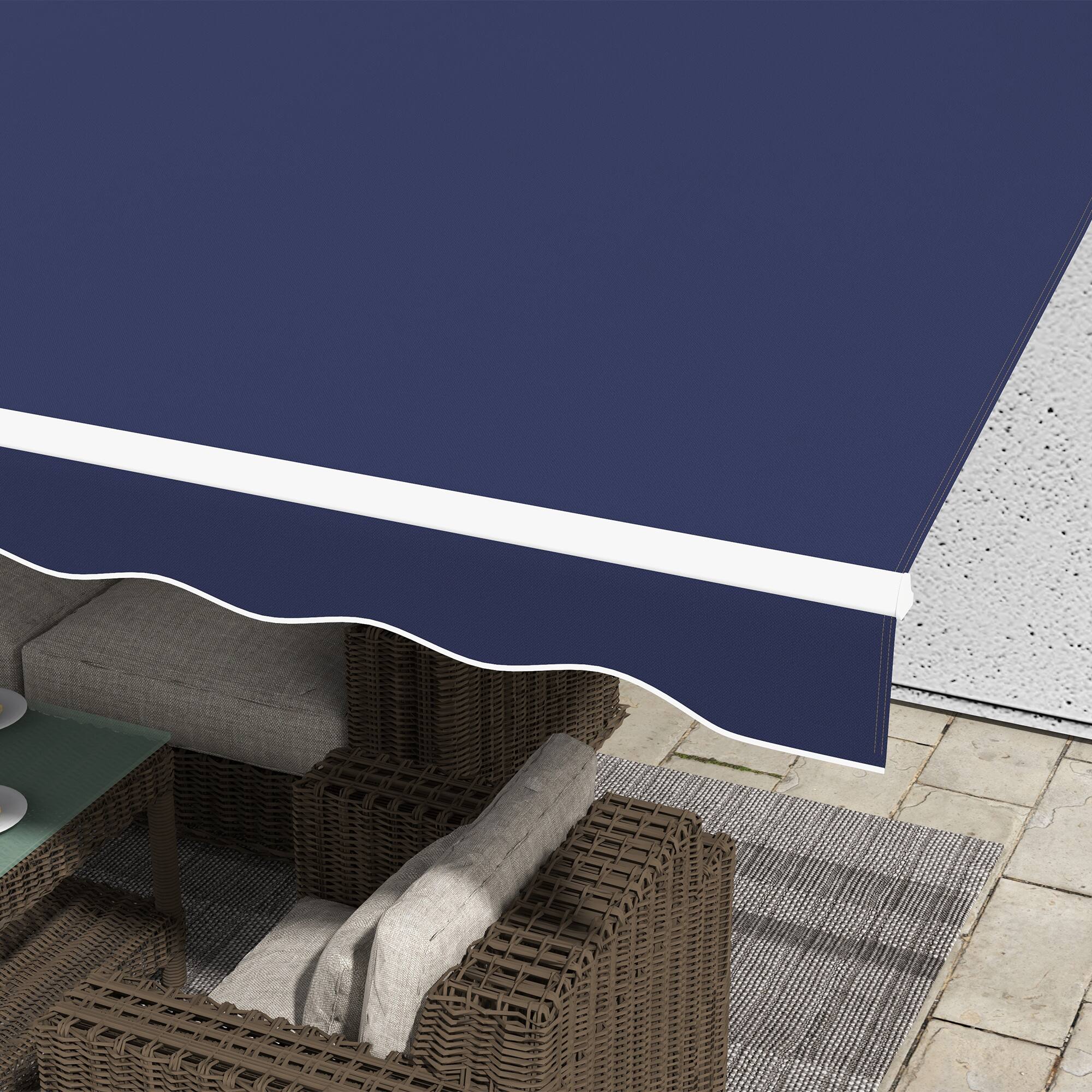 Alt View 8. Outsunny - Electric Retractable Awning Sunshade Shelter with Remote Controller & Crank Handle for Deck Balcony Yard - Dark Blue.