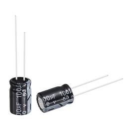 Unique Bargains - 100uF 50V 8x12mm Electrolytic Capacitor, Radial Leads Aluminum, 50pcs, for Power Supplies/Audio/Lighting - Black