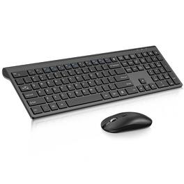 PO3TICJUNKI3 - Wireless Mouse Combo Compact Full Size And Set Less Noise Keys Ultra-thin Sleek Design For Windows Computer - 6-Black