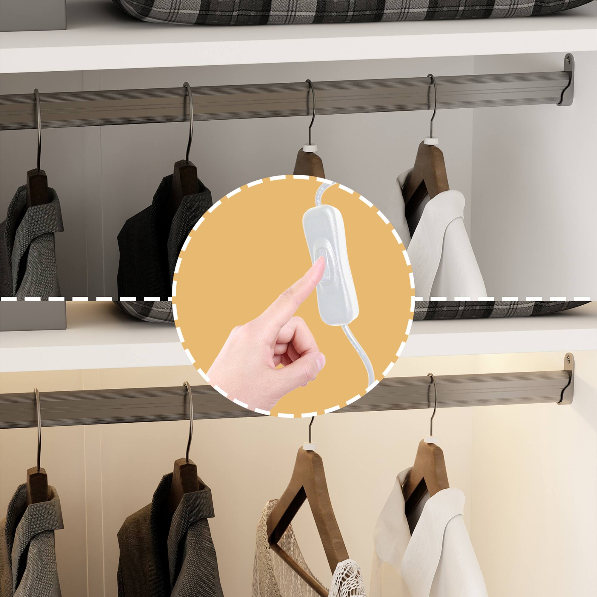 Alt View 4. FUFU & GAGA - FUFU&GAGA Freestanding Wardrobe with Tempered Glass Doors & RGB LED Lights - White.