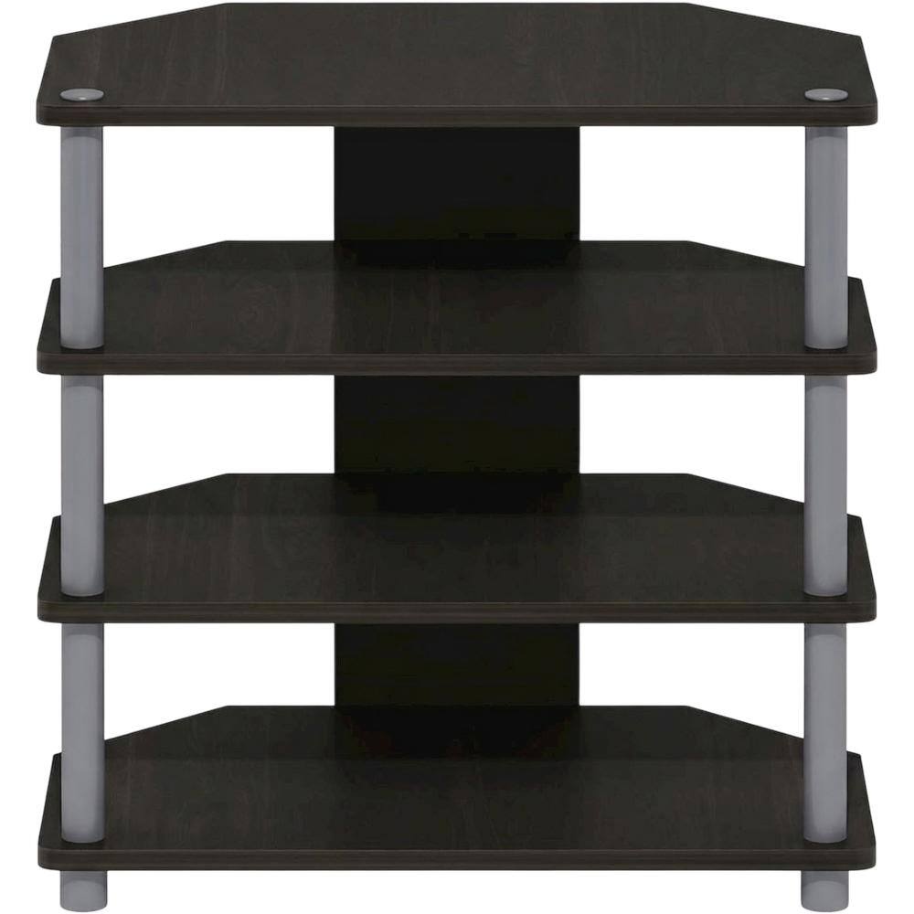 Left. FurniFact - Espresso 4-Tier TV Stand, Easy Assembly, Composite Wood Construction - Brown Black.