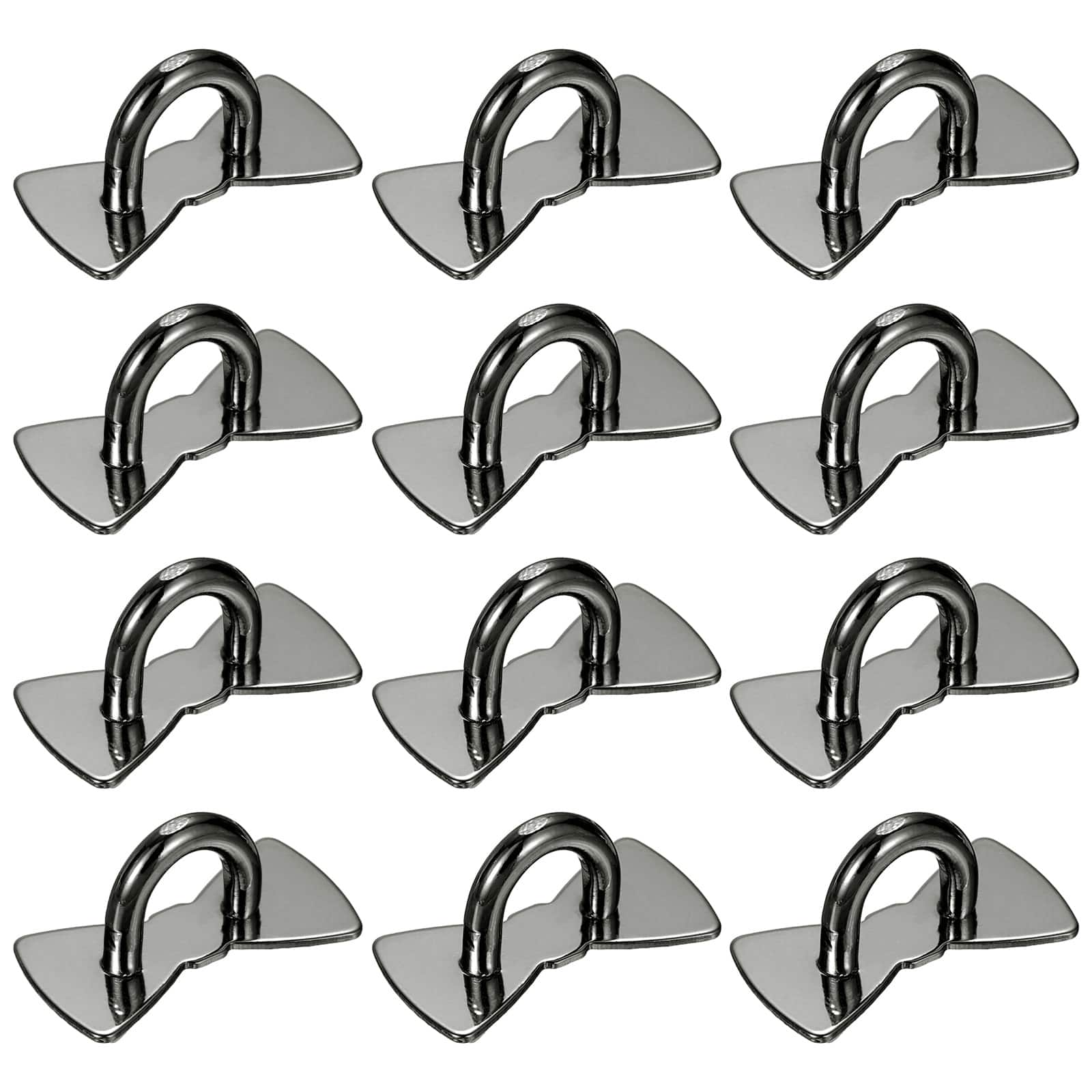 Unique Bargains - Metal Phone Charm Hook 1", 12pcs Adhesive Bow Shaped Finger Grip for Smartphones Keychain Tablet Case Accessories - Black